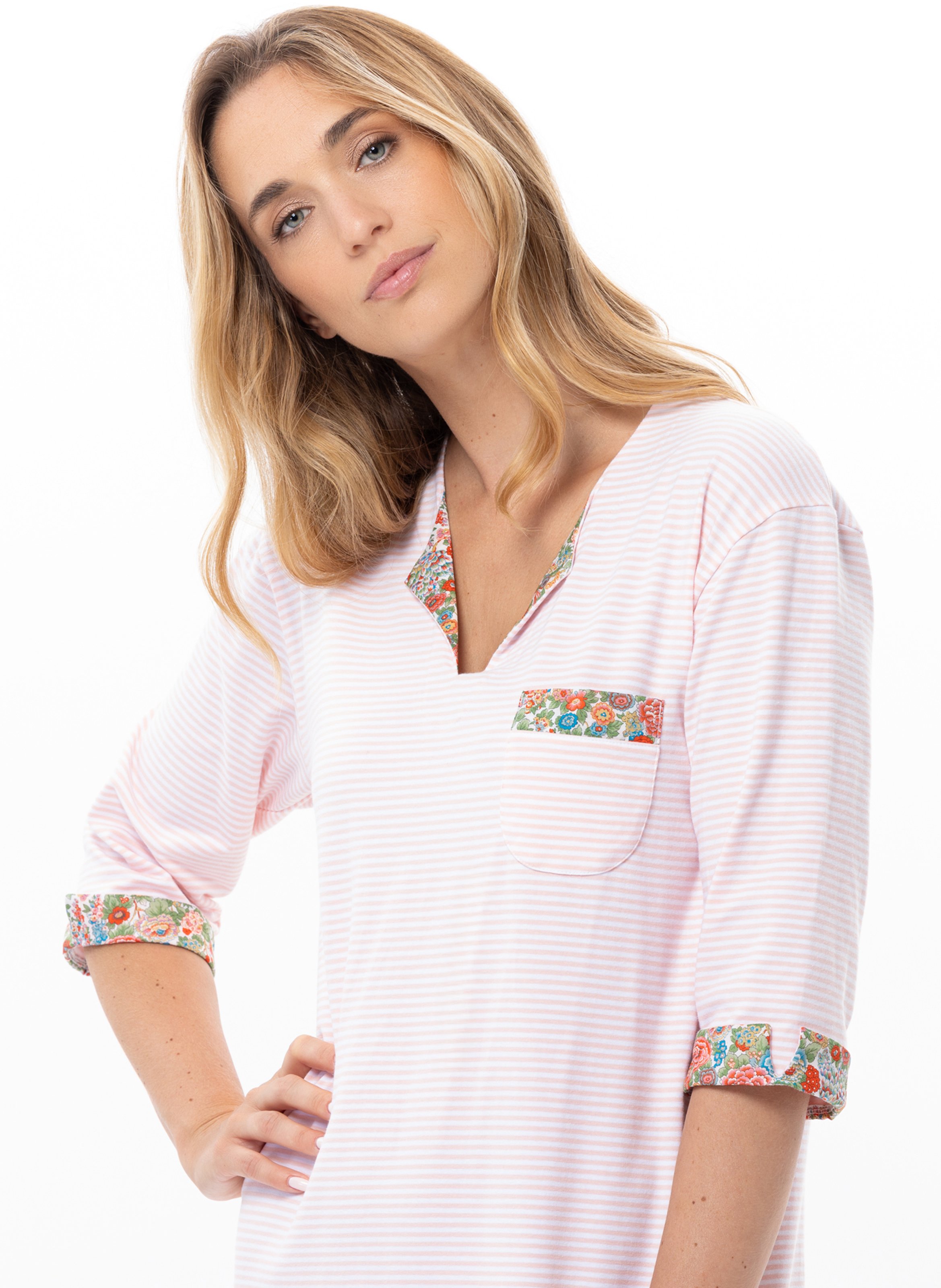 Chemise de nuit longue en coton garden 211 LE CHAT Multicolore