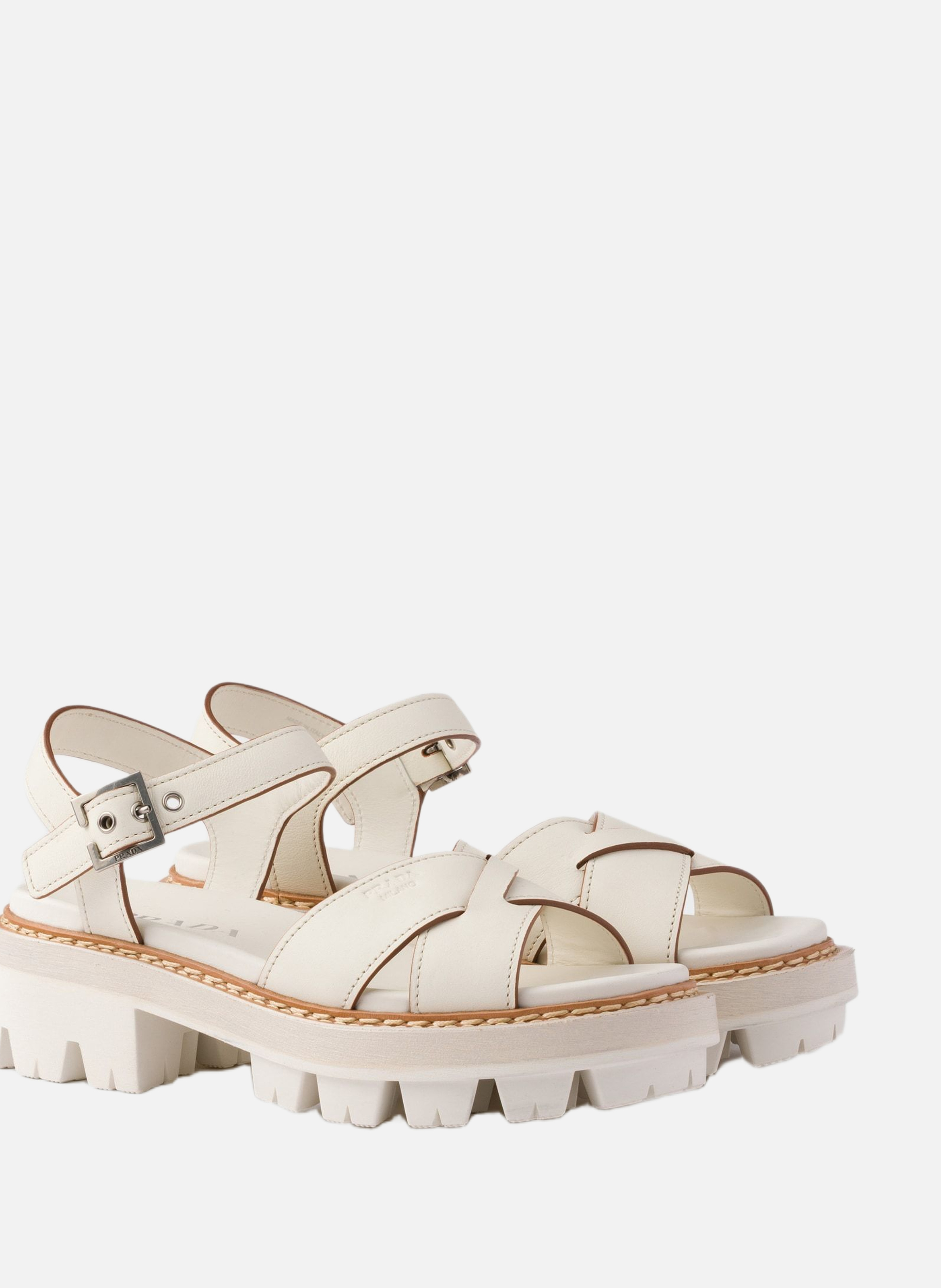 Sandales en cuir PRADA Beige