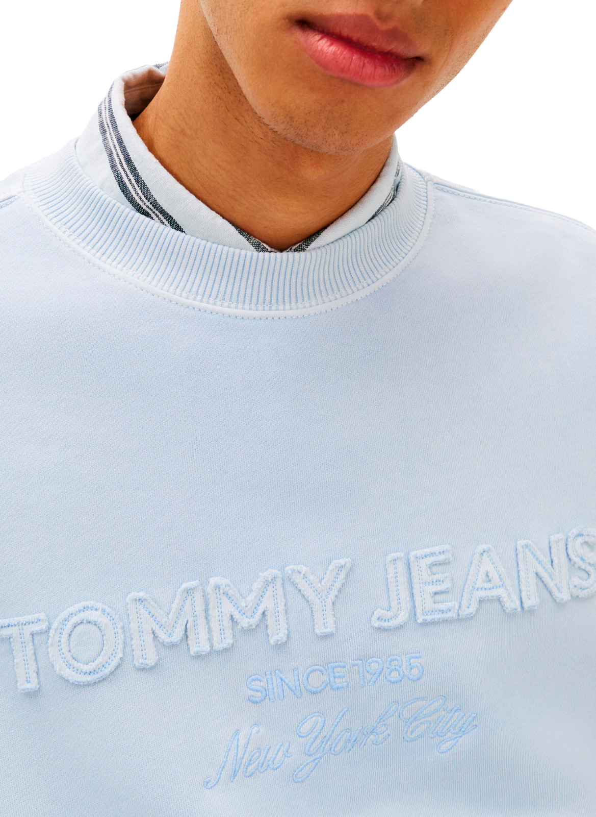 Sweat droit brodé en coton TOMMY HILFIGER Bleu