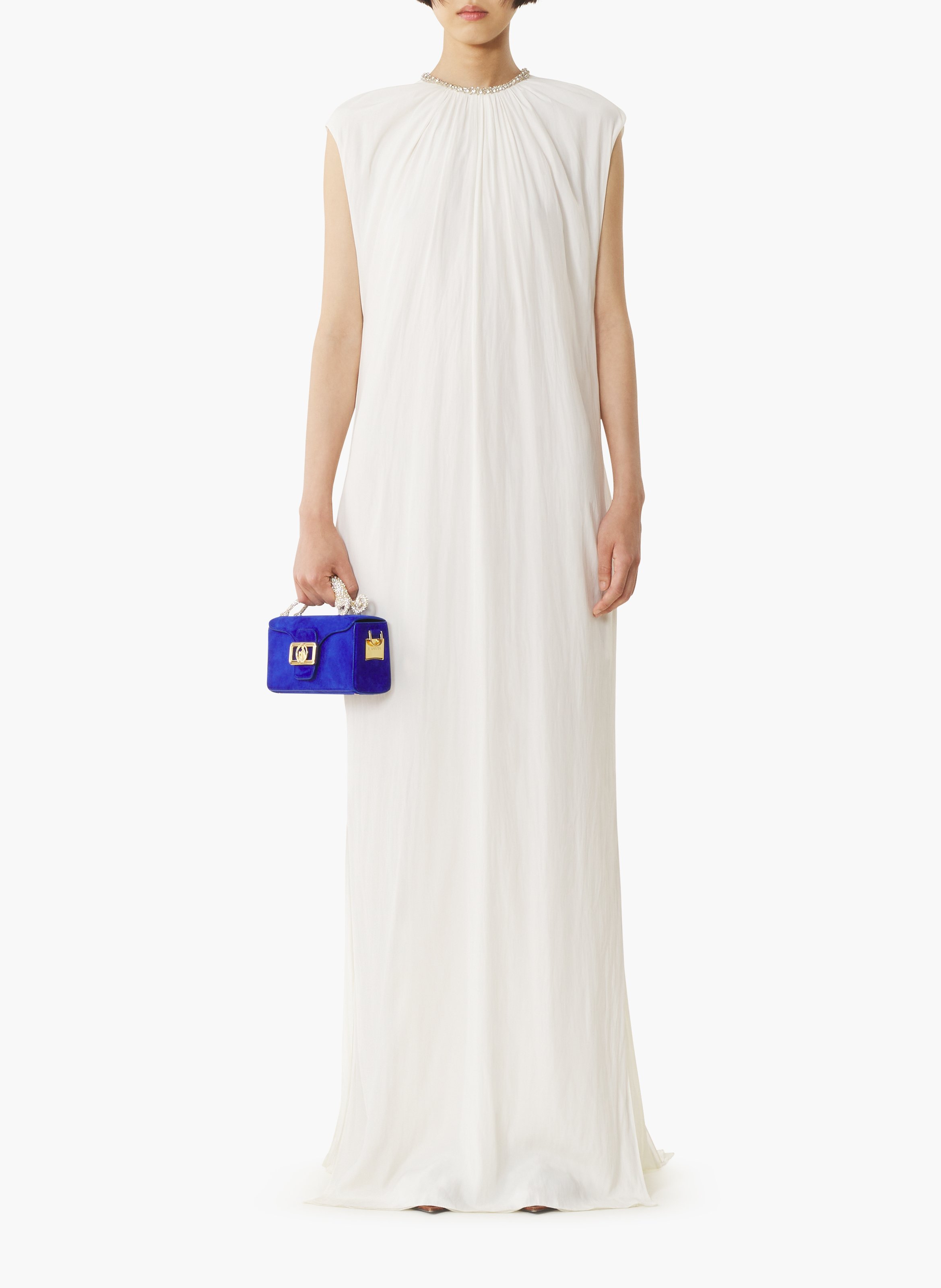Robe brodée en charmeuse LANVIN Blanc