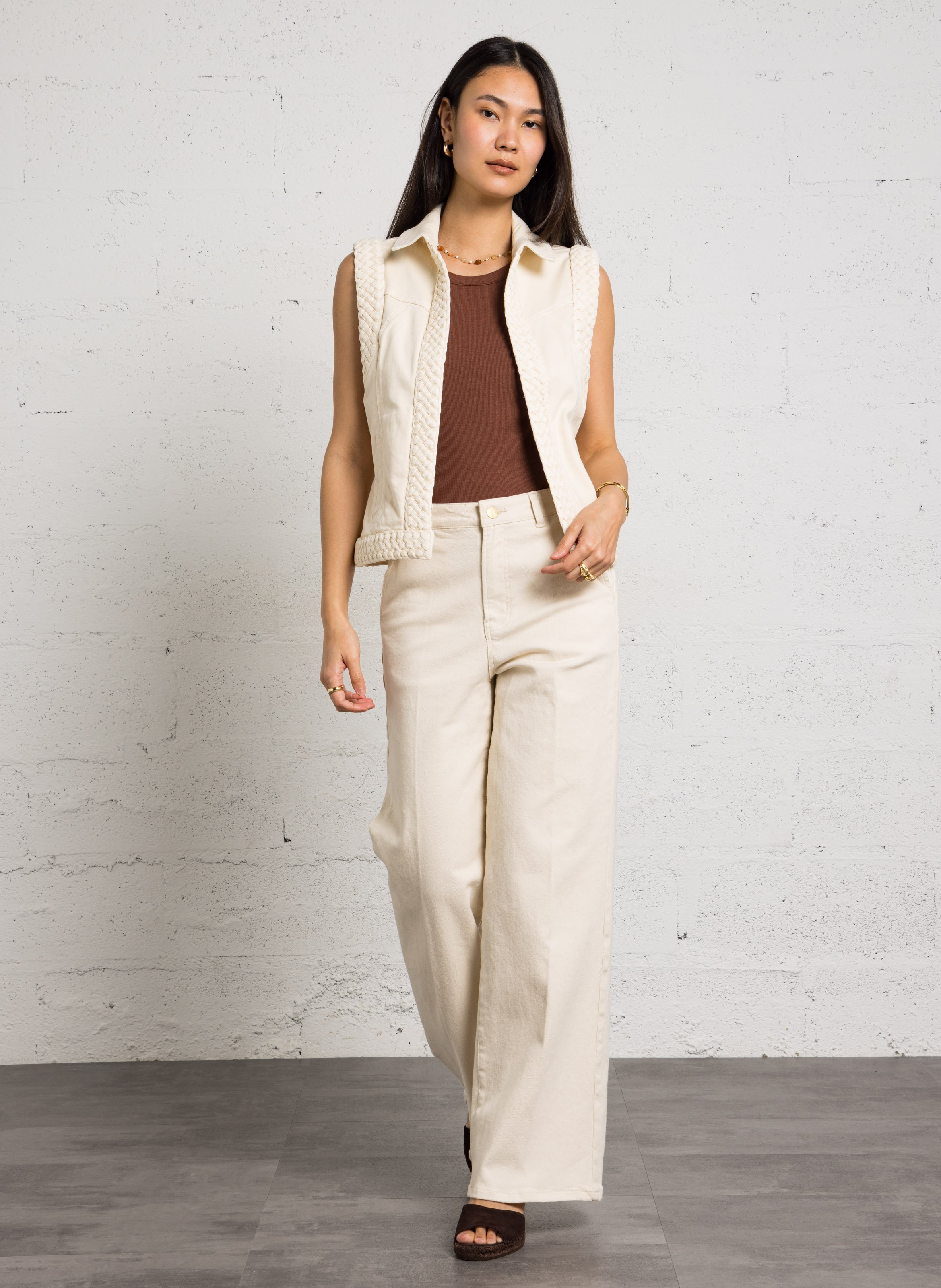 Veste en denim sans manches vanessa MAISON 123 Beige