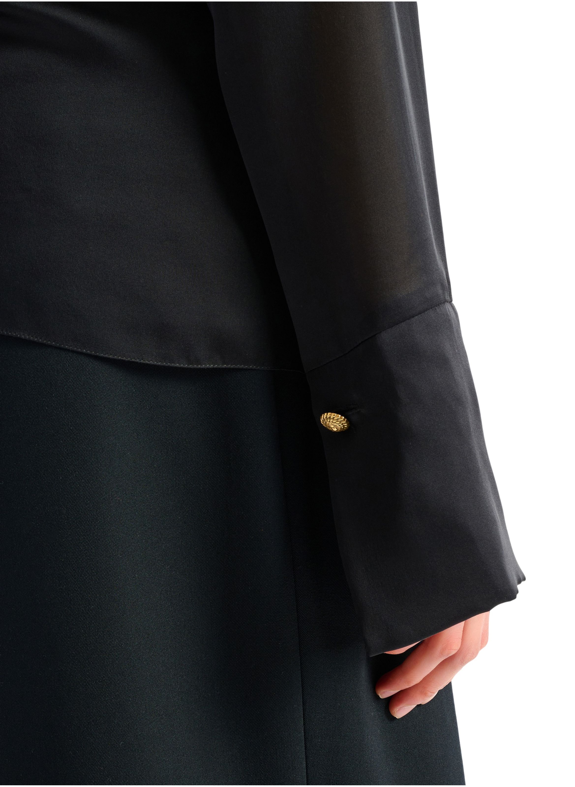 Chemise en soie à col noué BALMAIN Noir