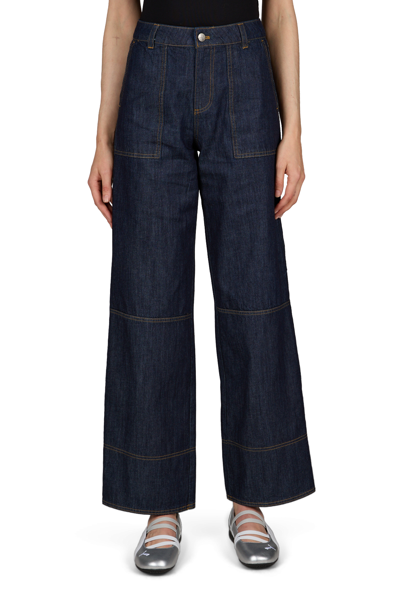Straight medium-rise cotton jeans ROUGE EDIT Blue