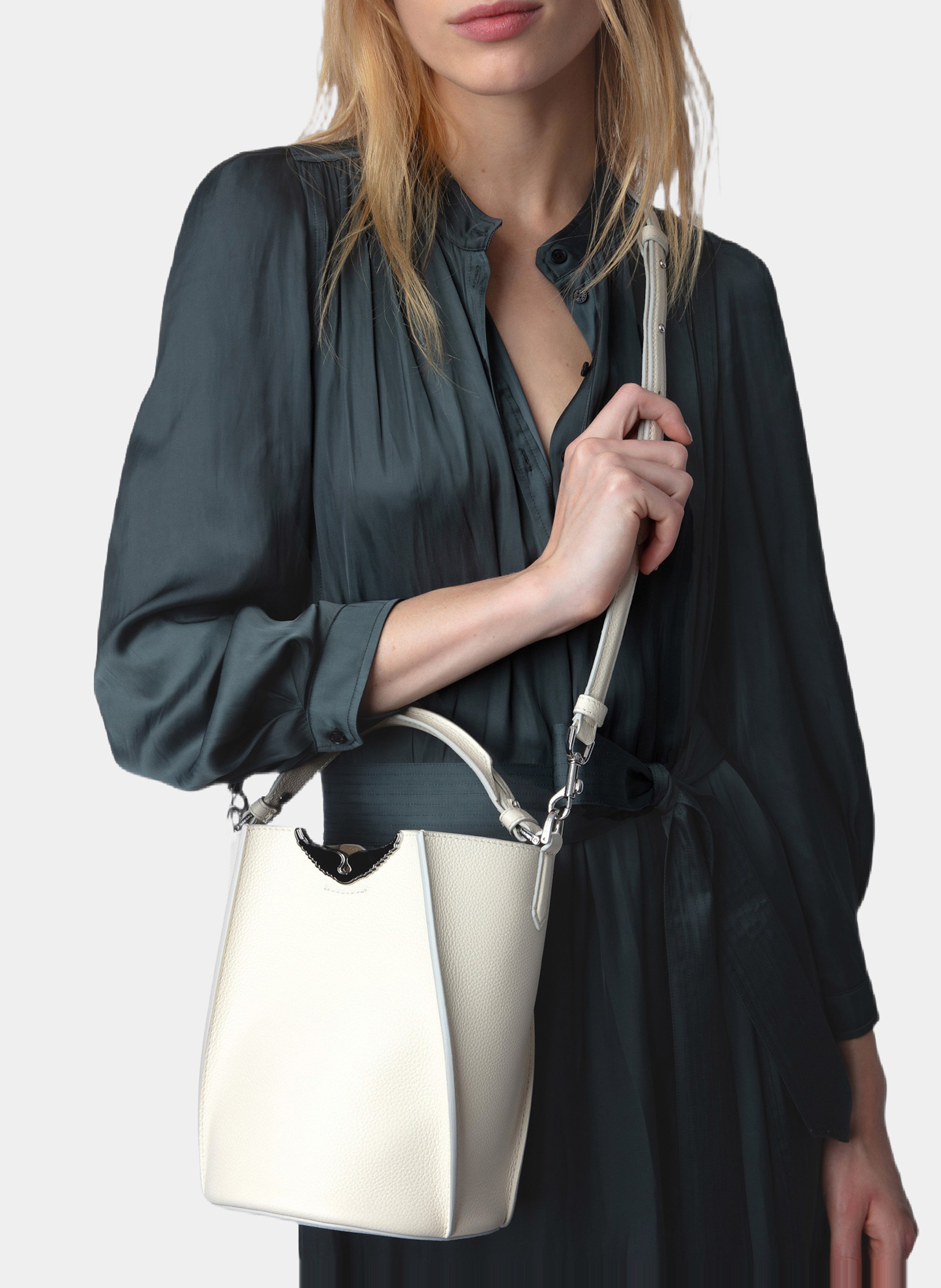 Sac seau en cuir grainé borderline ZADIG&VOLTAIRE Blanc