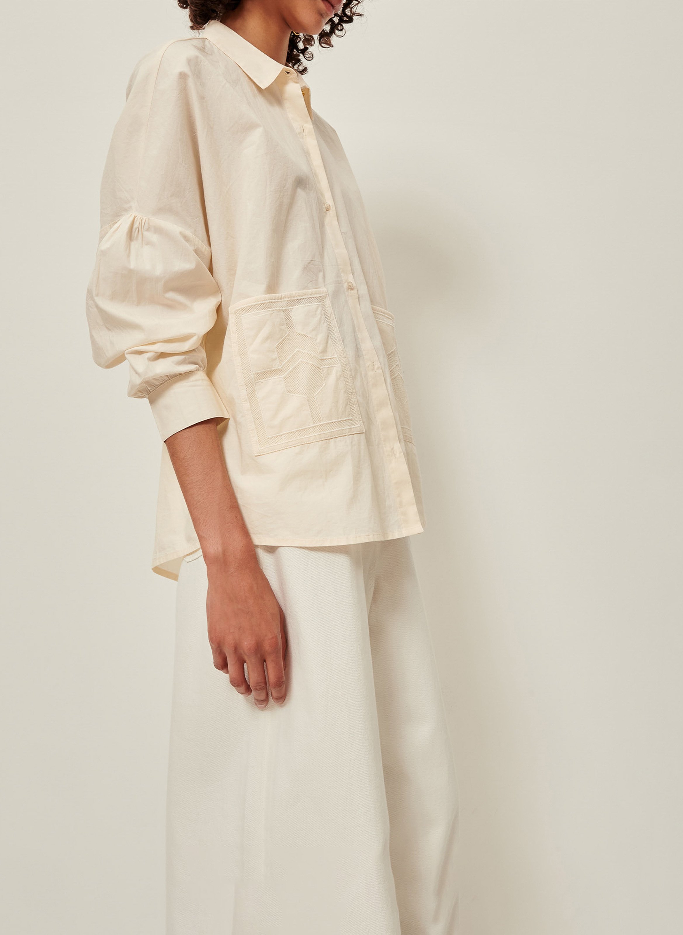 Chemise ample dos nu en coton flores SESSUN Beige