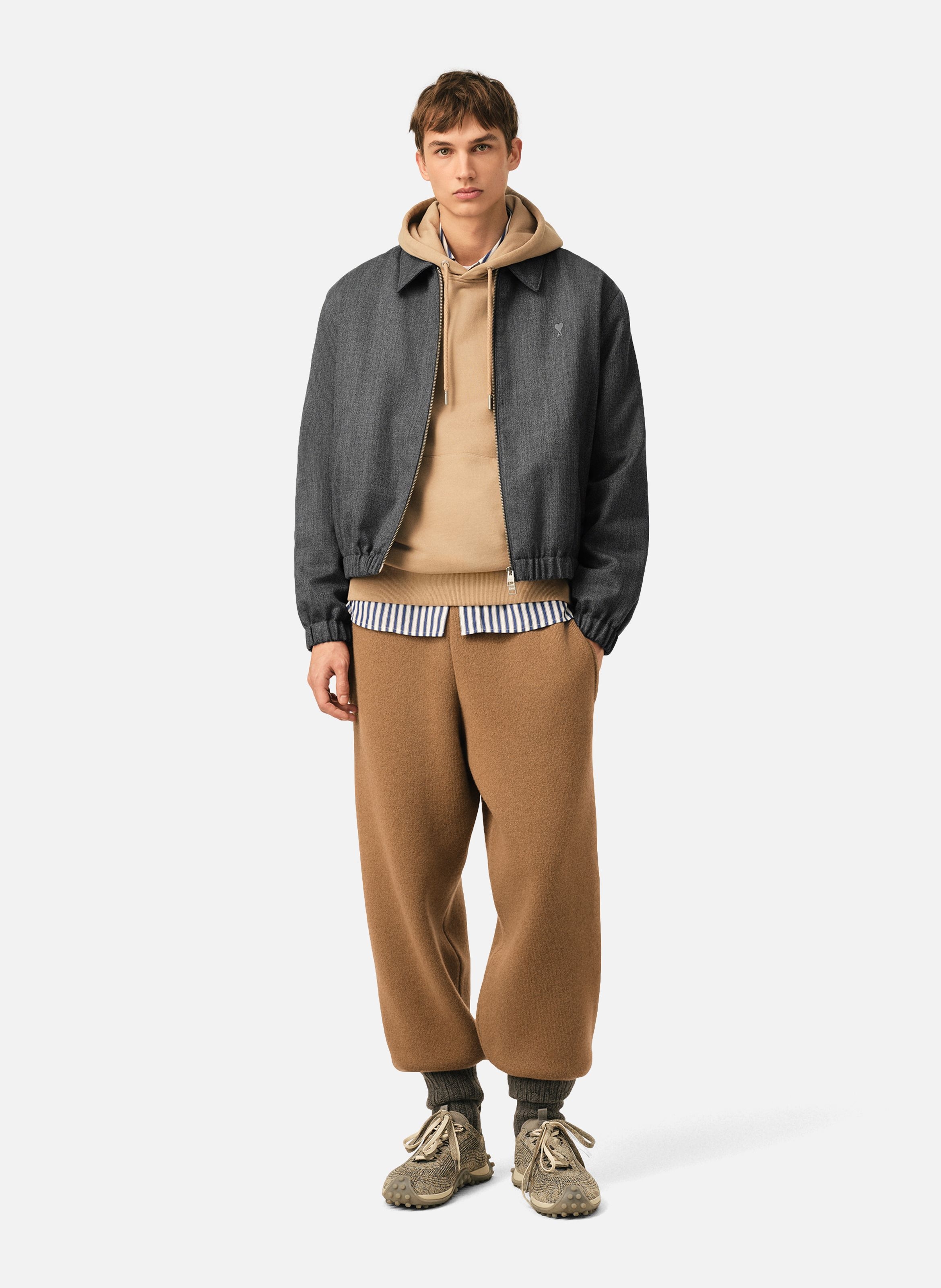 Blouson rembourré en laine ami de coeur AMI PARIS Gris