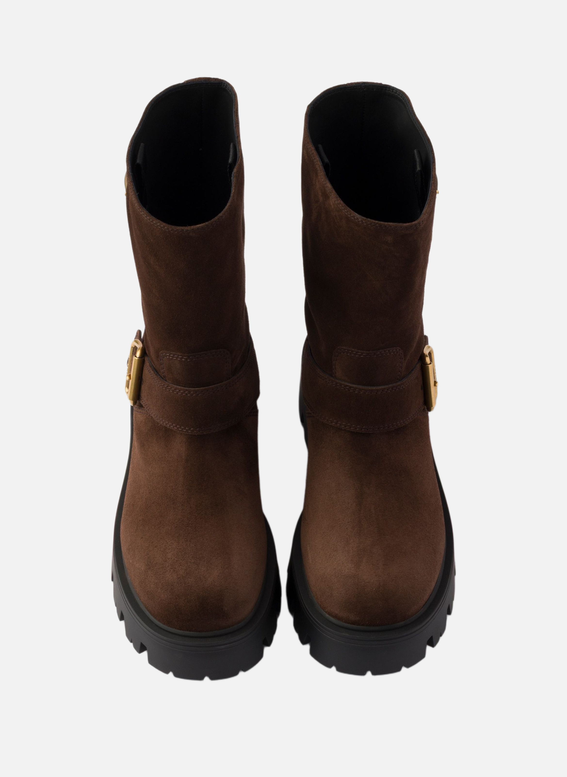 Bottes en veau velours PRADA Marron
