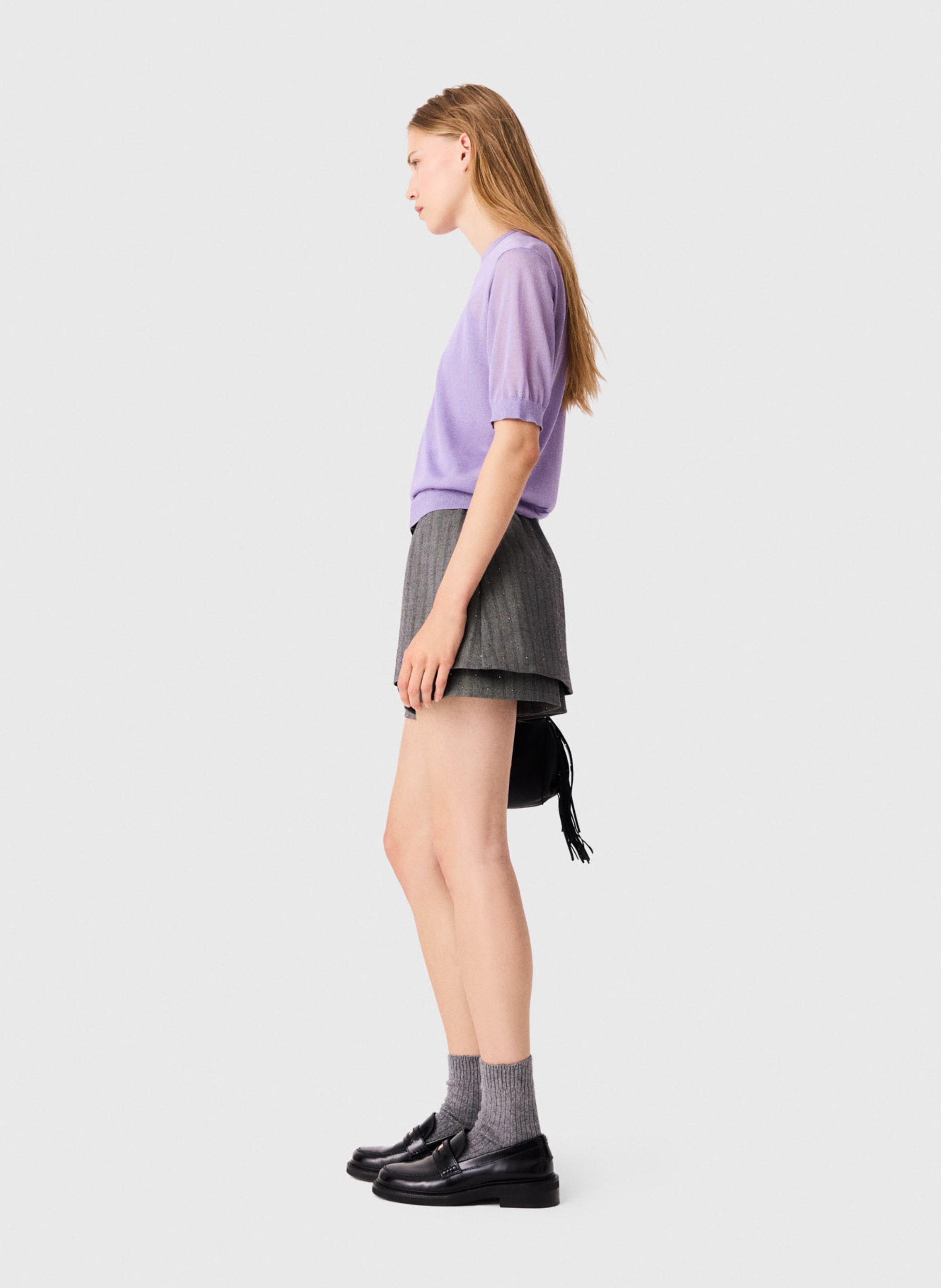 Tee-shirt droit métallisé MAJE Violet