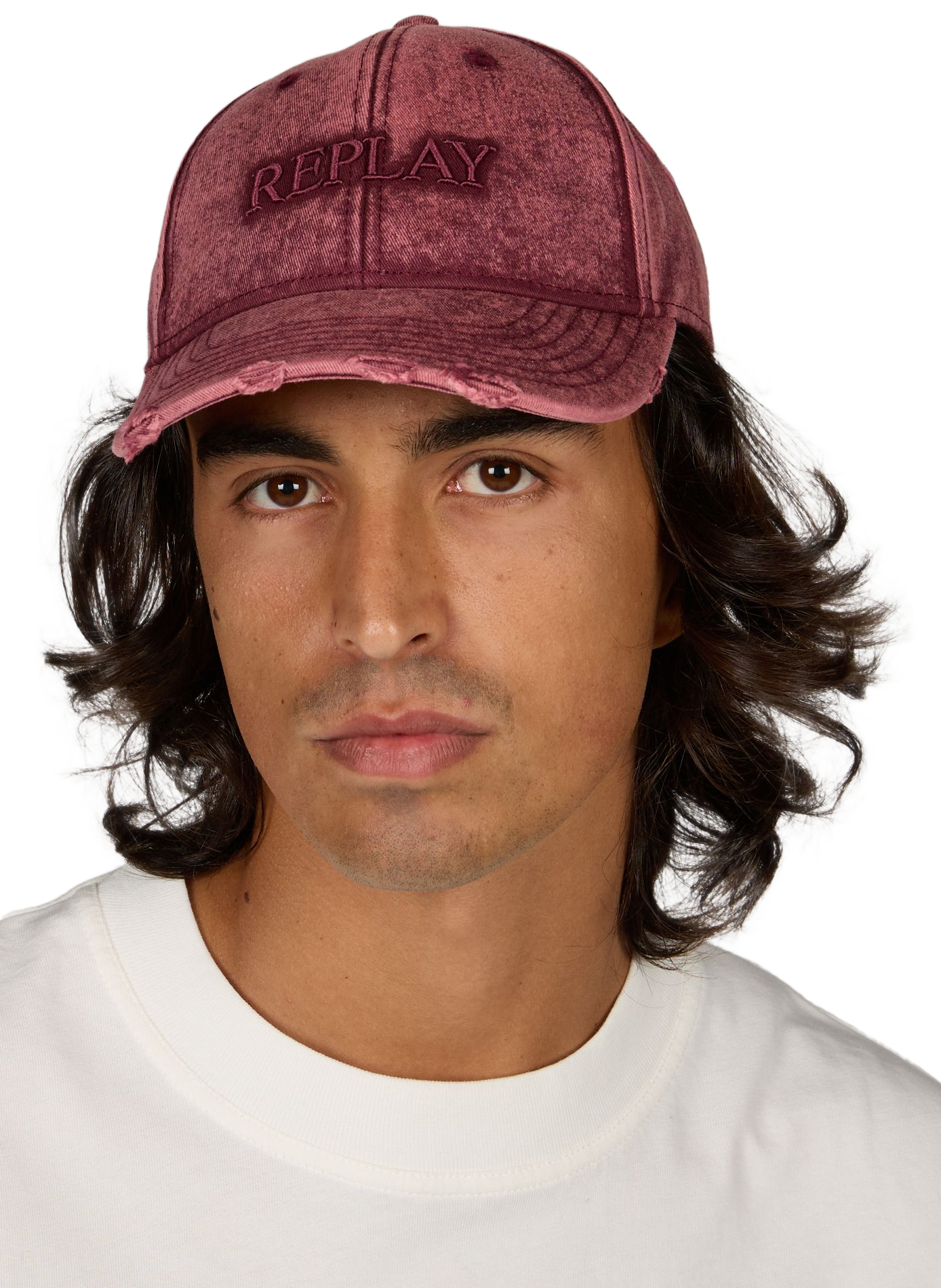 Embroidered cotton baseball cap REPLAY Red