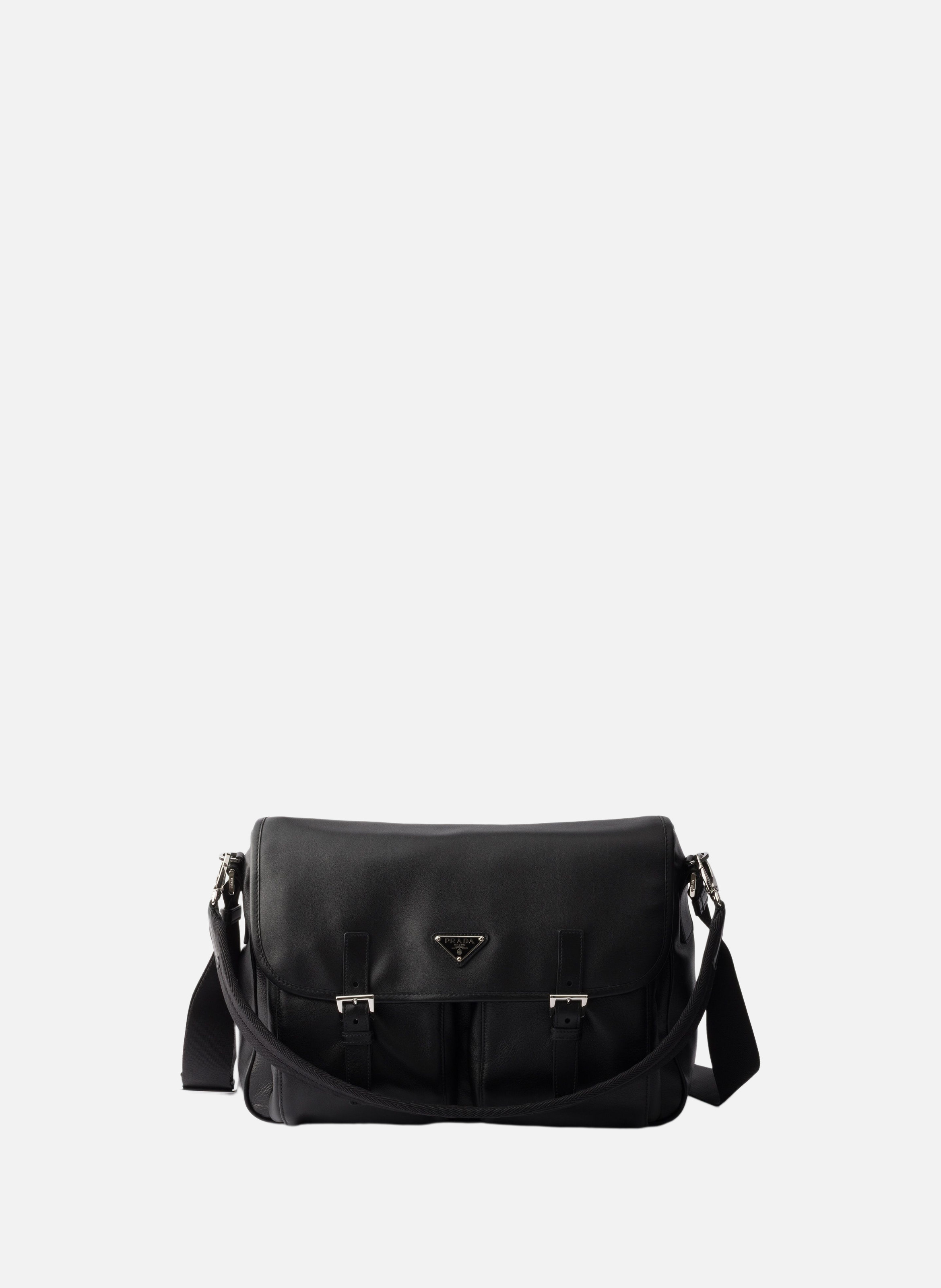 Sac porté épaule en cuir PRADA Noir