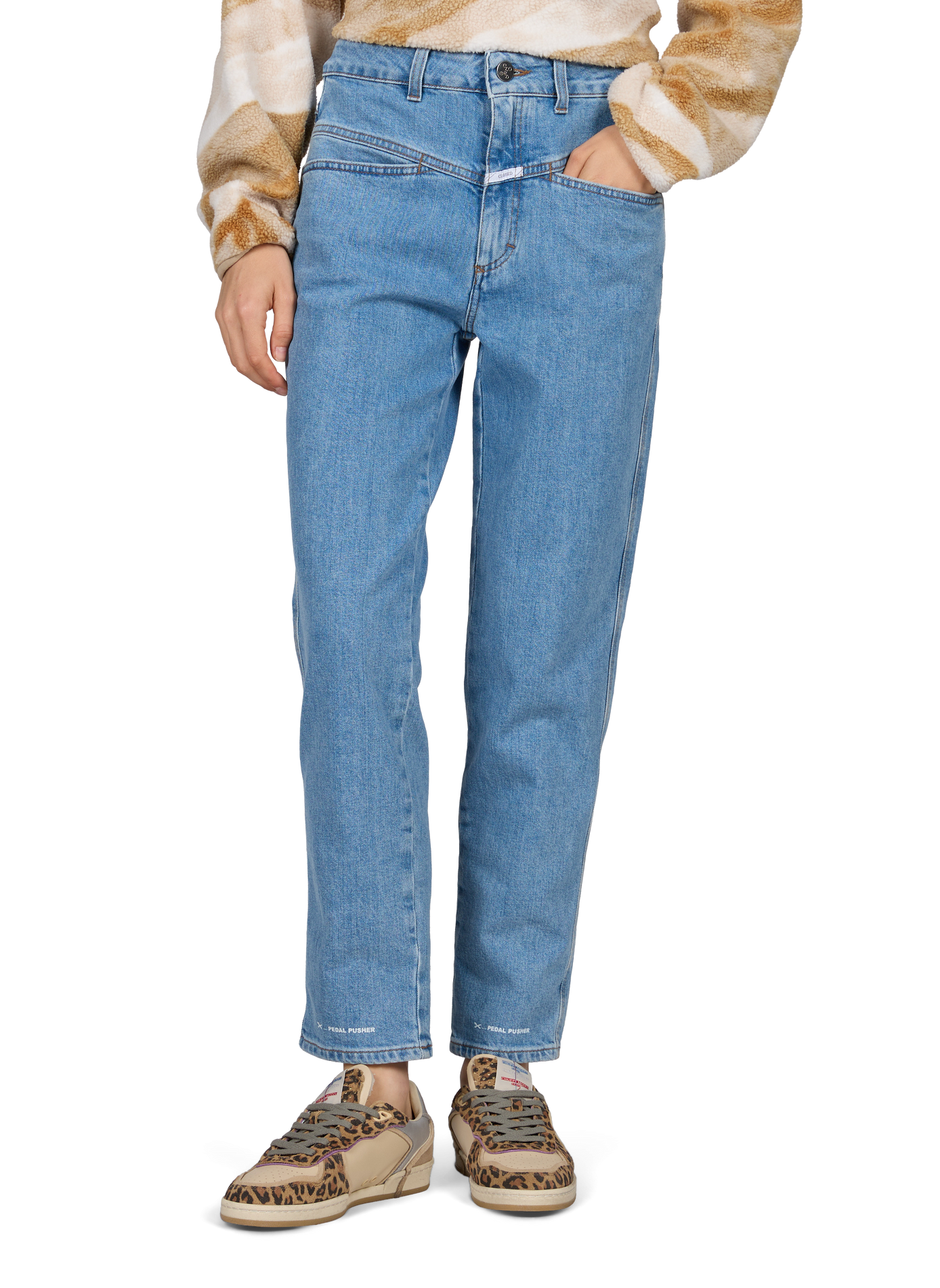 Relaxed cotton blend Pedal Pusher jeans CLOSED Blue