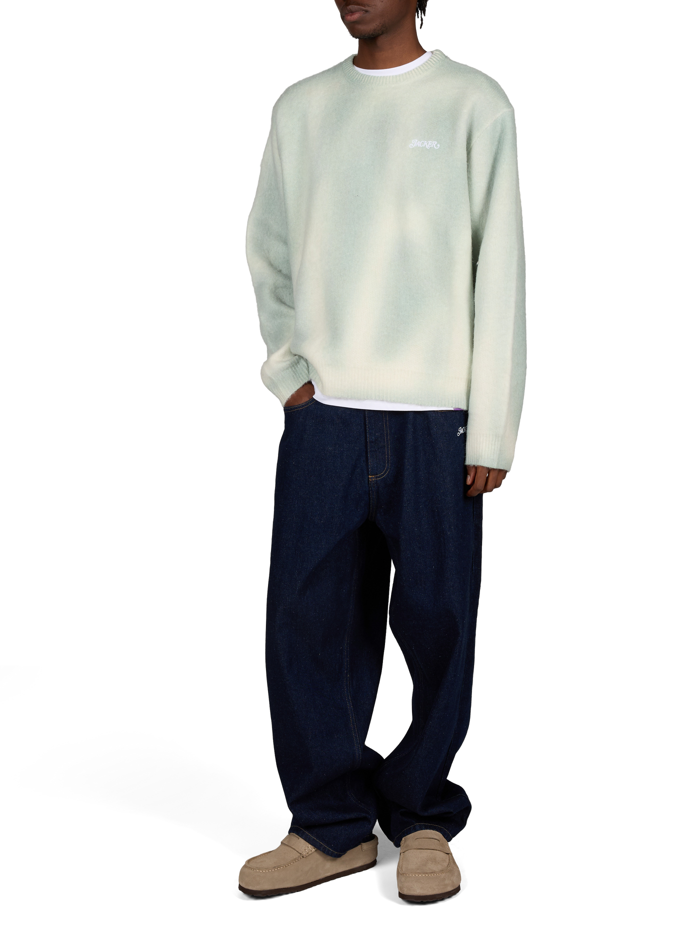 Relaxed-fit crew-neck knit sweater JACKER. Black