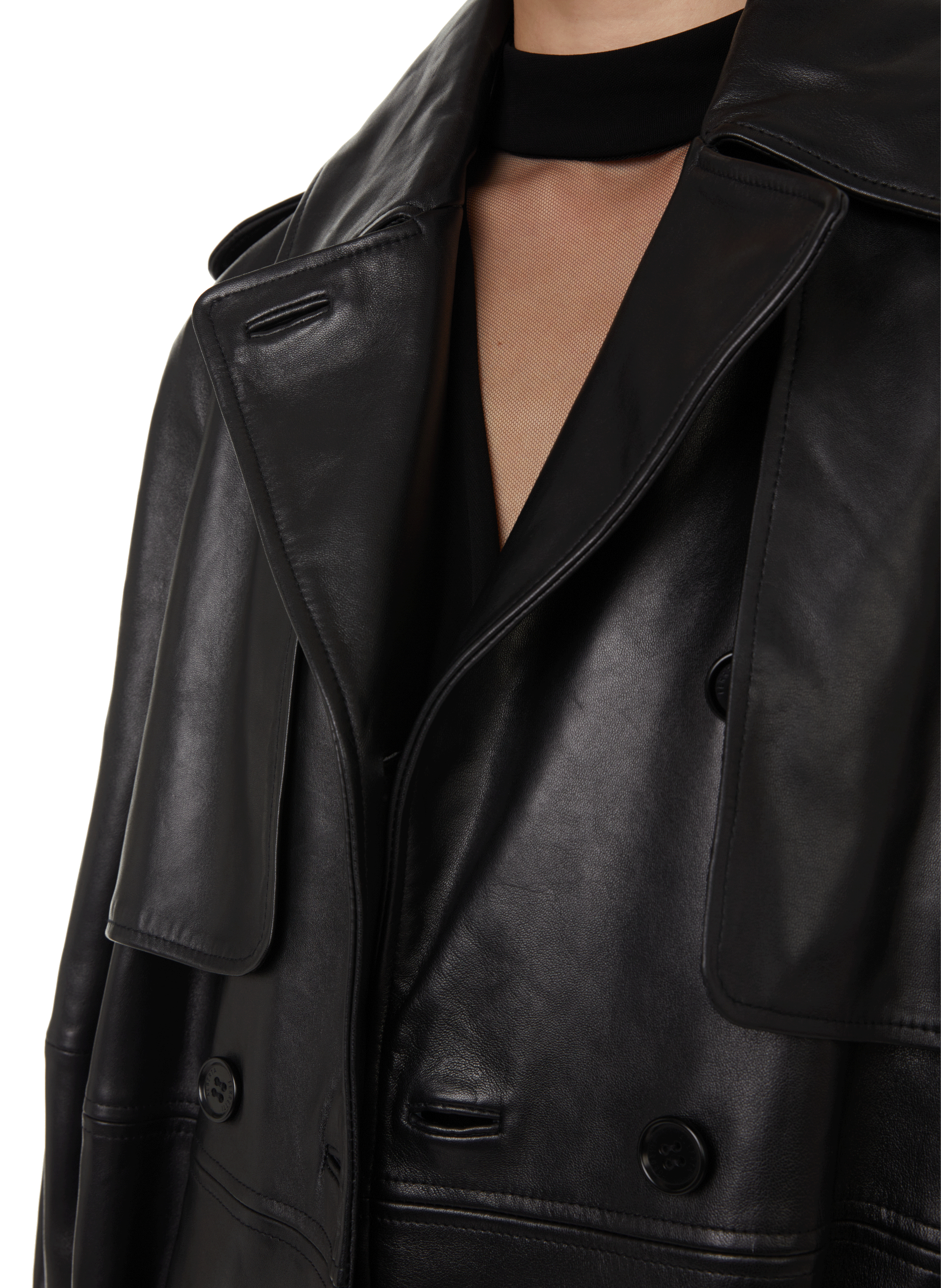 Leather trench coat ALBERTA FERRETTI Black