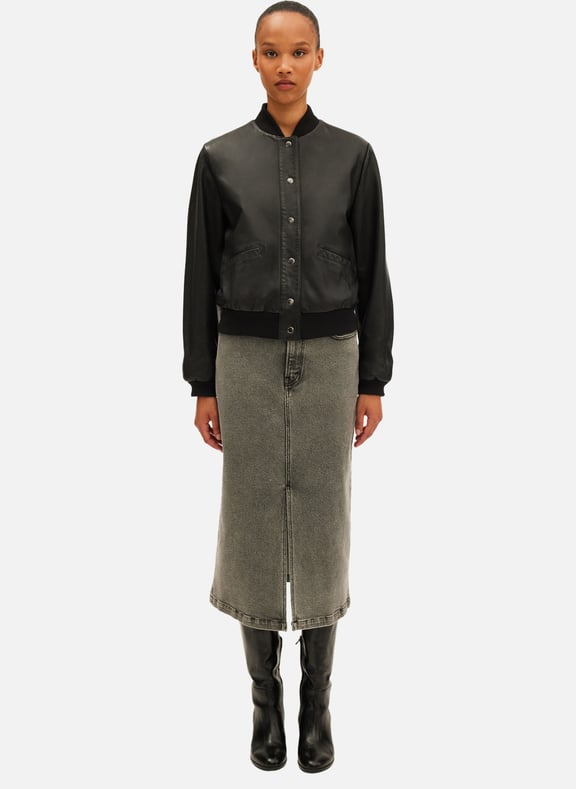 Blouson en cuir d'agneau - bess Noir by PABLO PABLO Blouson en cuir d'agneau - bess Noir