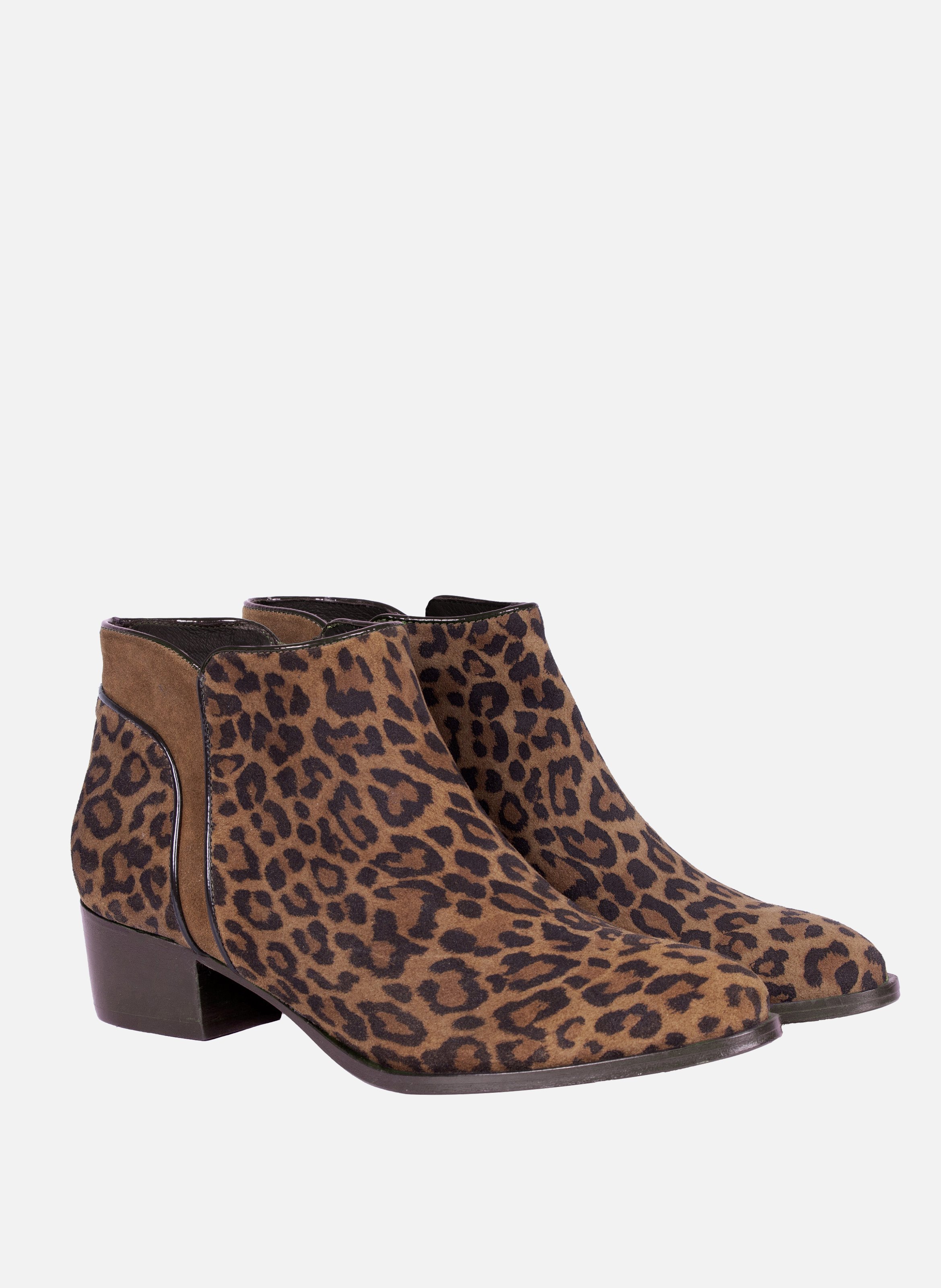 Bottines moyen talon cuir daim JULES & JENN Multicolore