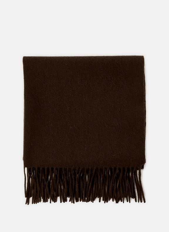 Scarf with a plain and checked appearance Brown by SAISON 1865 SAISON 1865 Scarf with a plain and checked appearance Brown