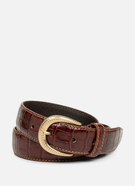 Ceinture - ceinture cuir croco femme | Marron by LANCASTER Ceinture - ceinture cuir croco femme Marron
