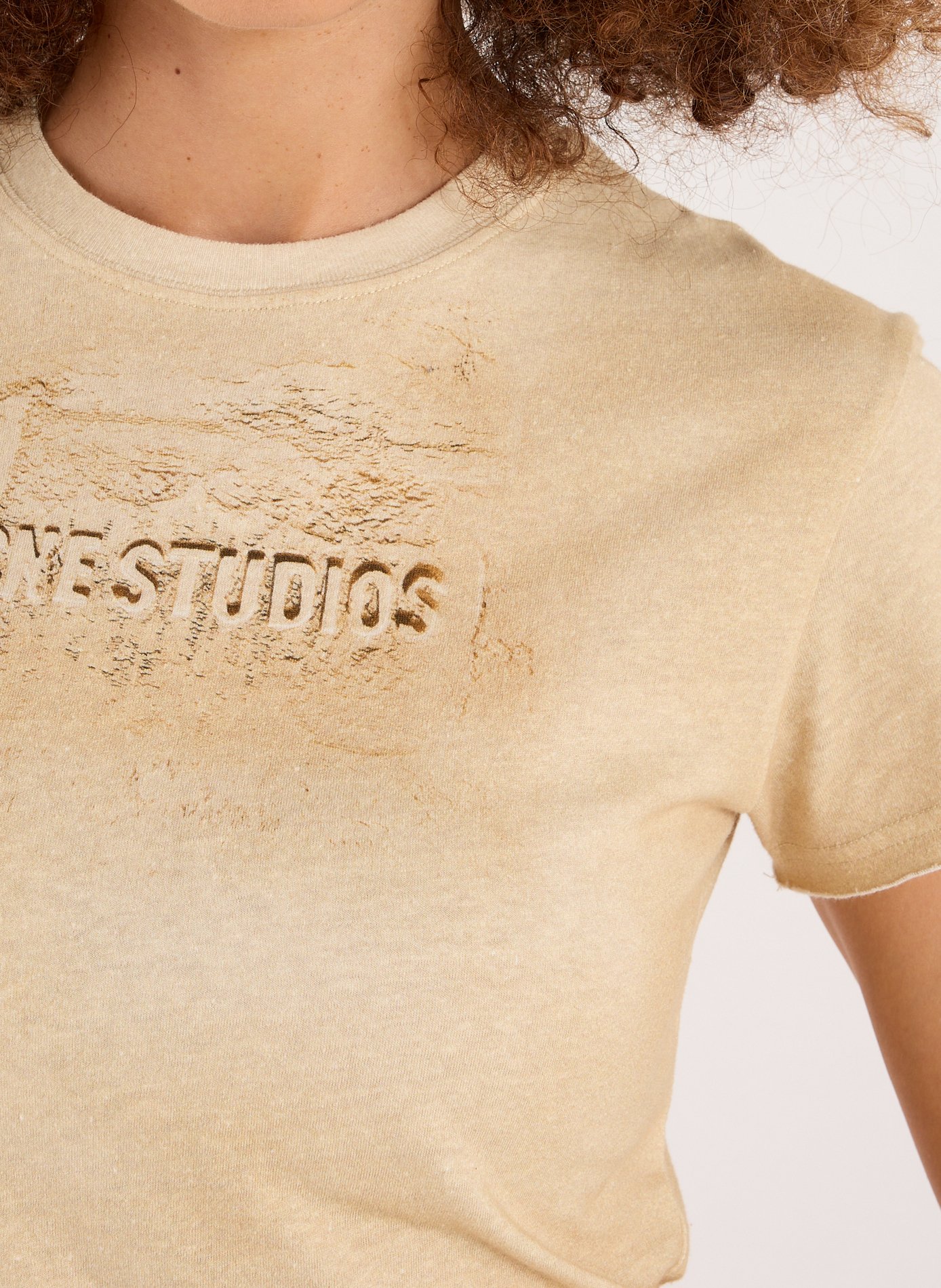 T-shirt imprimé en coton ACNE STUDIOS Beige