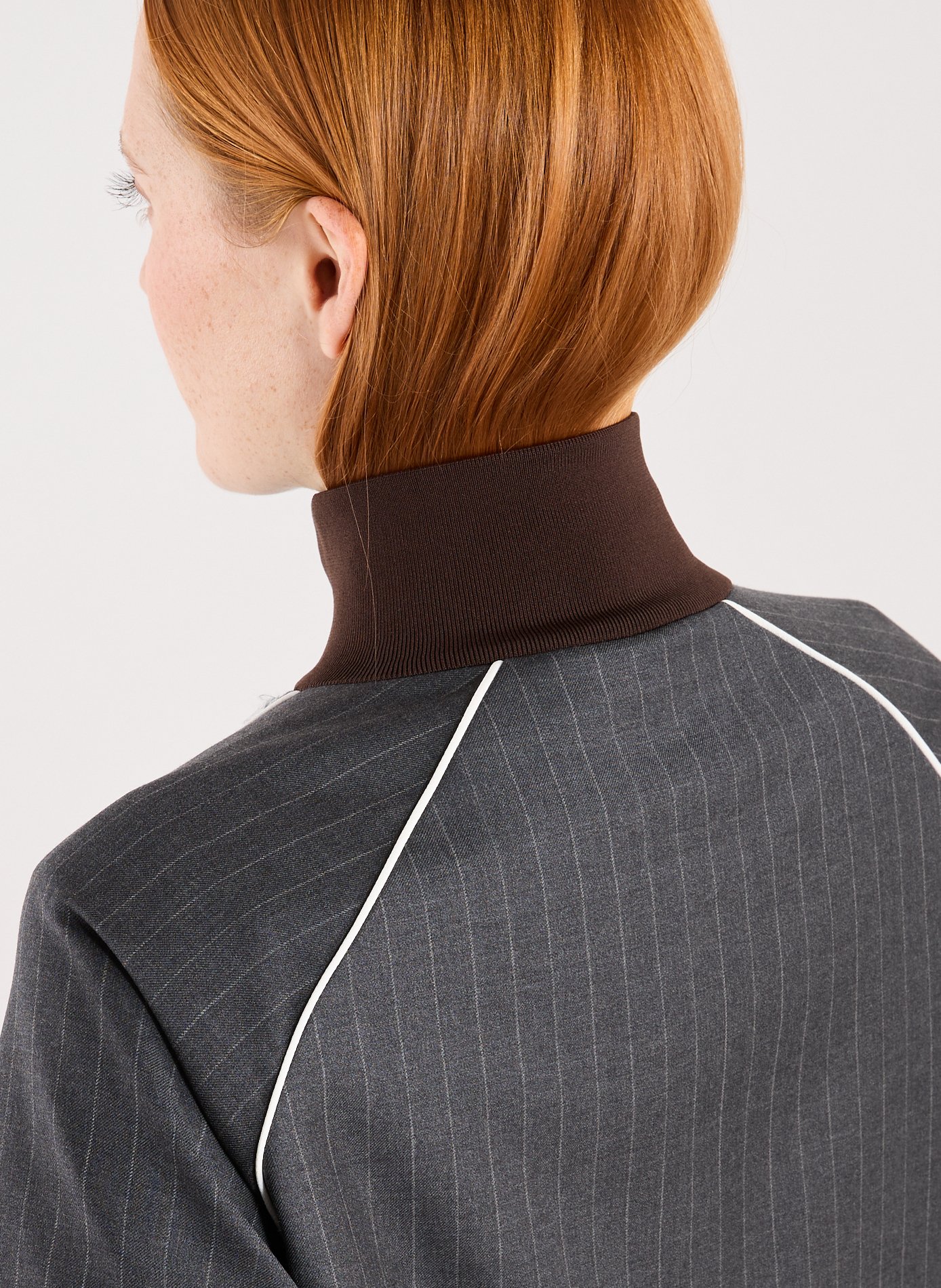 Veste col montant en laine vierge MIU MIU Gris