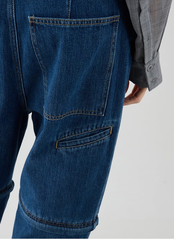 Jeans sous genou amovible en coton | Bleu by TIBI Jeans sous genou amovible en coton Bleu
