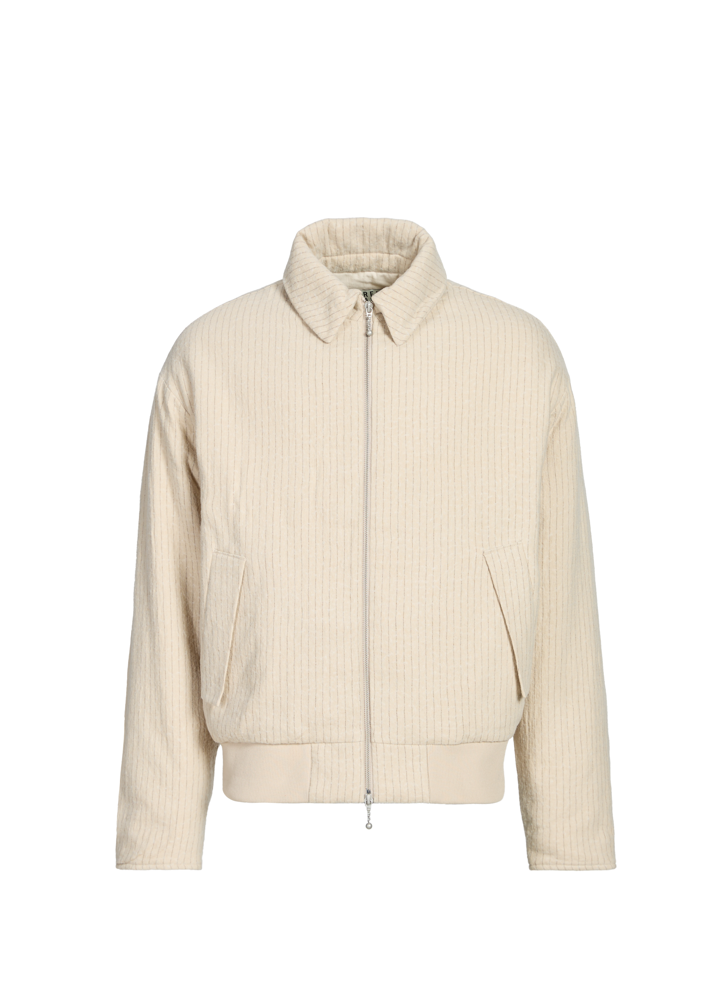 Bomber jacket with fine stripes in cotton and wool MERELY MADE Beige