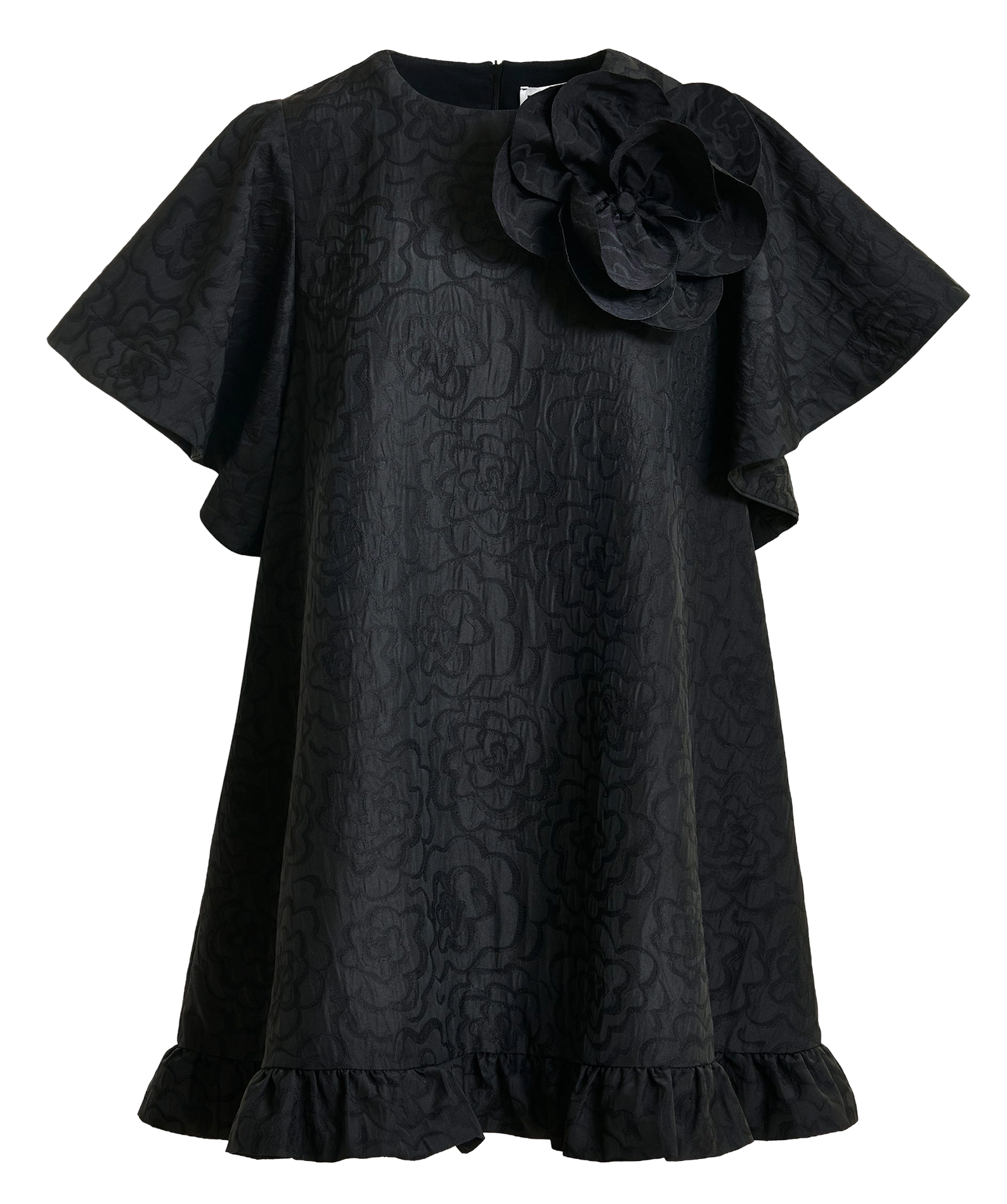 Robe courte col rond en jacquard imprimé ising ESSENTIEL ANTWERP Noir