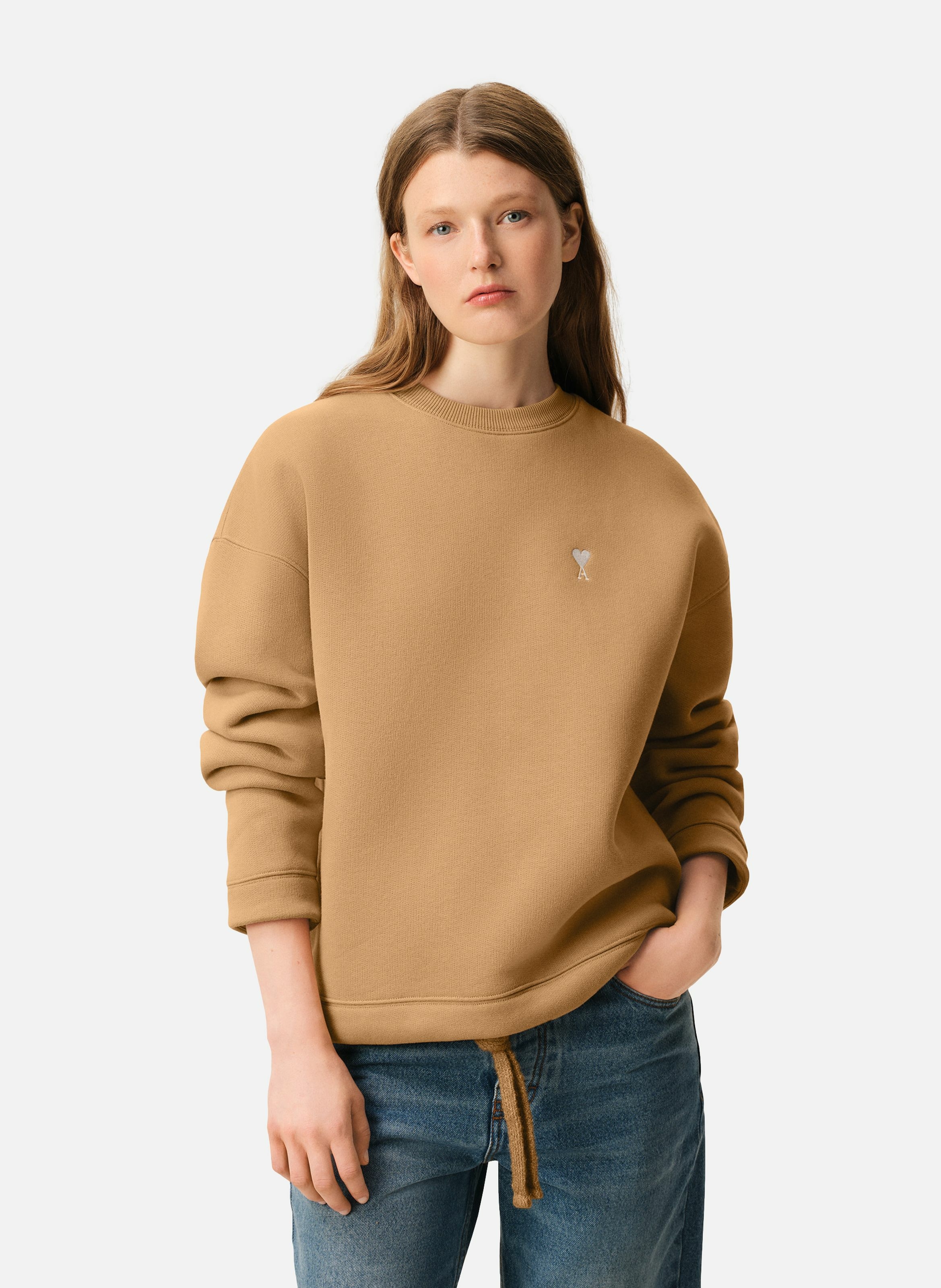 Sweatshirt ami de coeur en coton unisexe AMI PARIS Marron