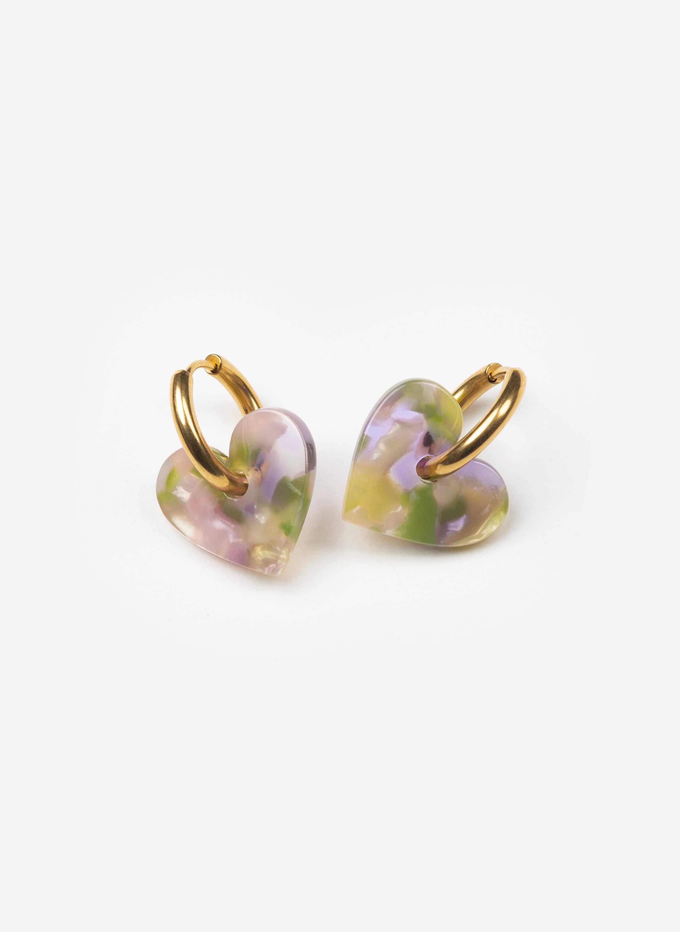 Boucles d'oreilles lova lova avec anneaux en acier inoxydable doré KURAGE GINZA Vert