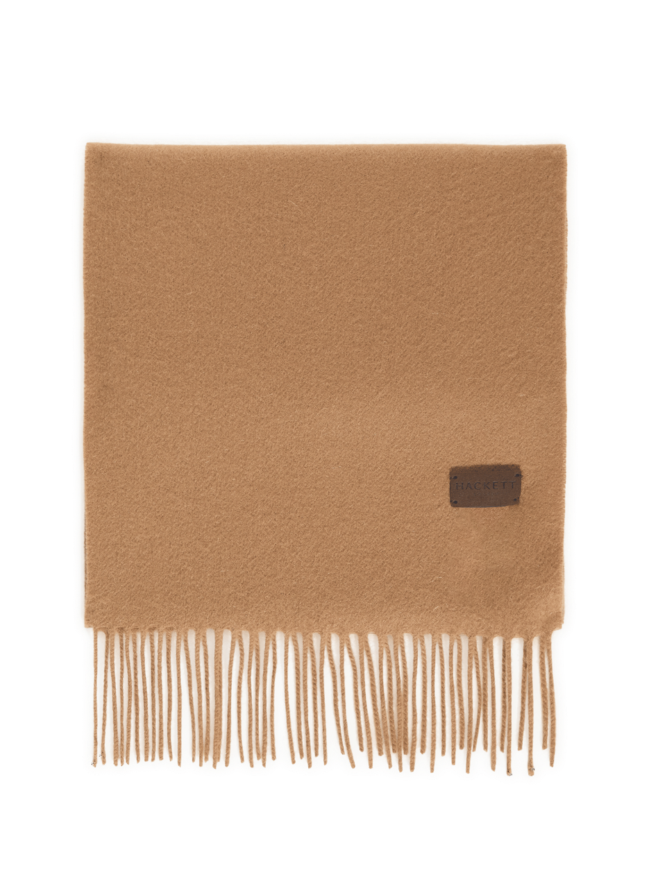 HACKETT Cashmere scarf with fringed edges Beige