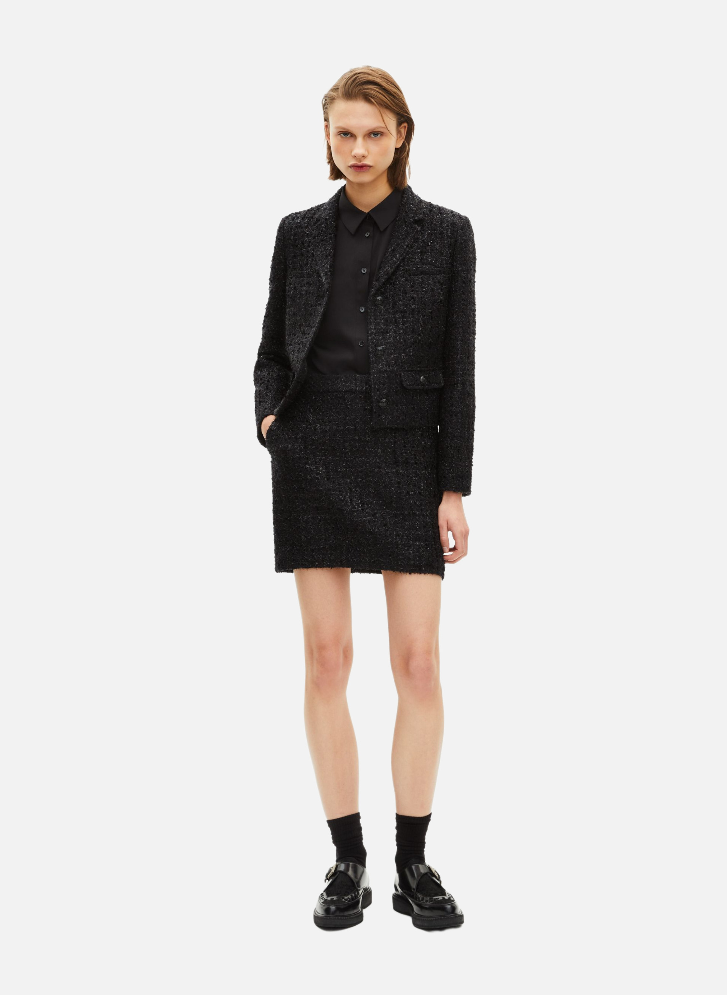 Veste courte en tweed brillant THE KOOPLES Noir
