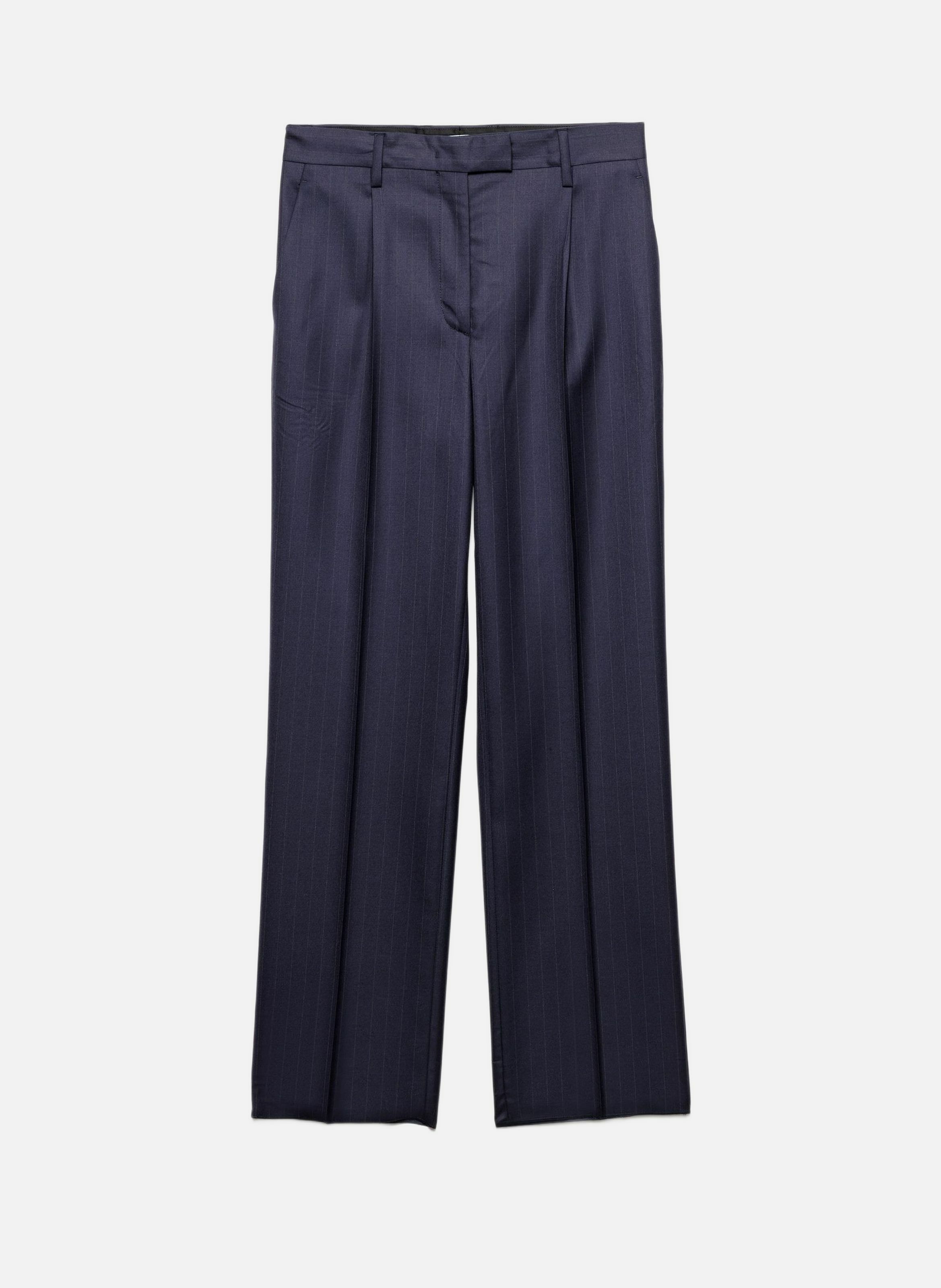 Pantalon en laine à fines rayures PRADA Bleu