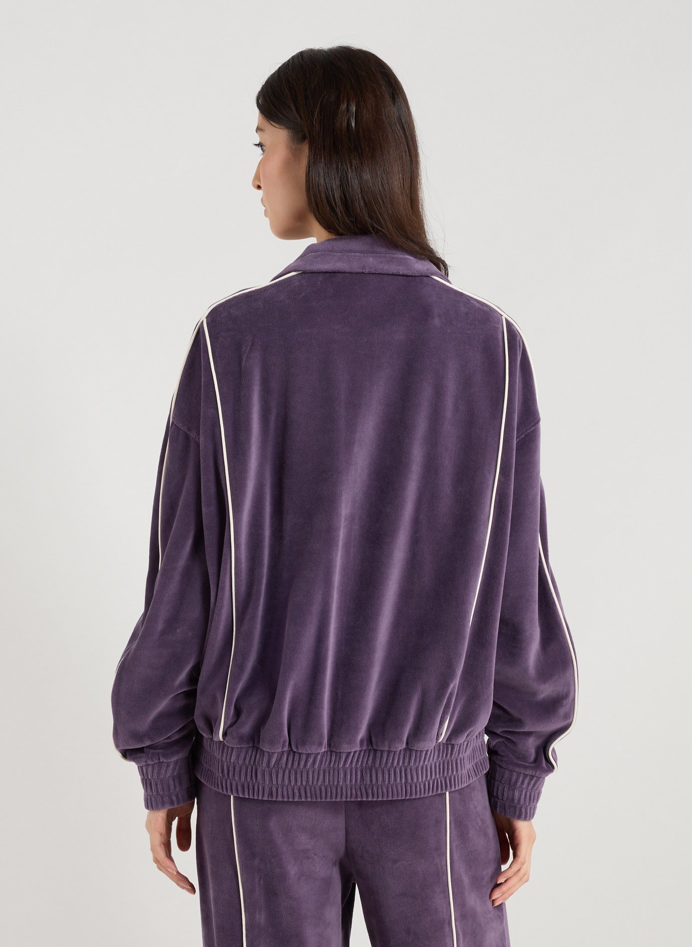 Gilet ample à col zippé en coton mélangé LACOSTE Violet