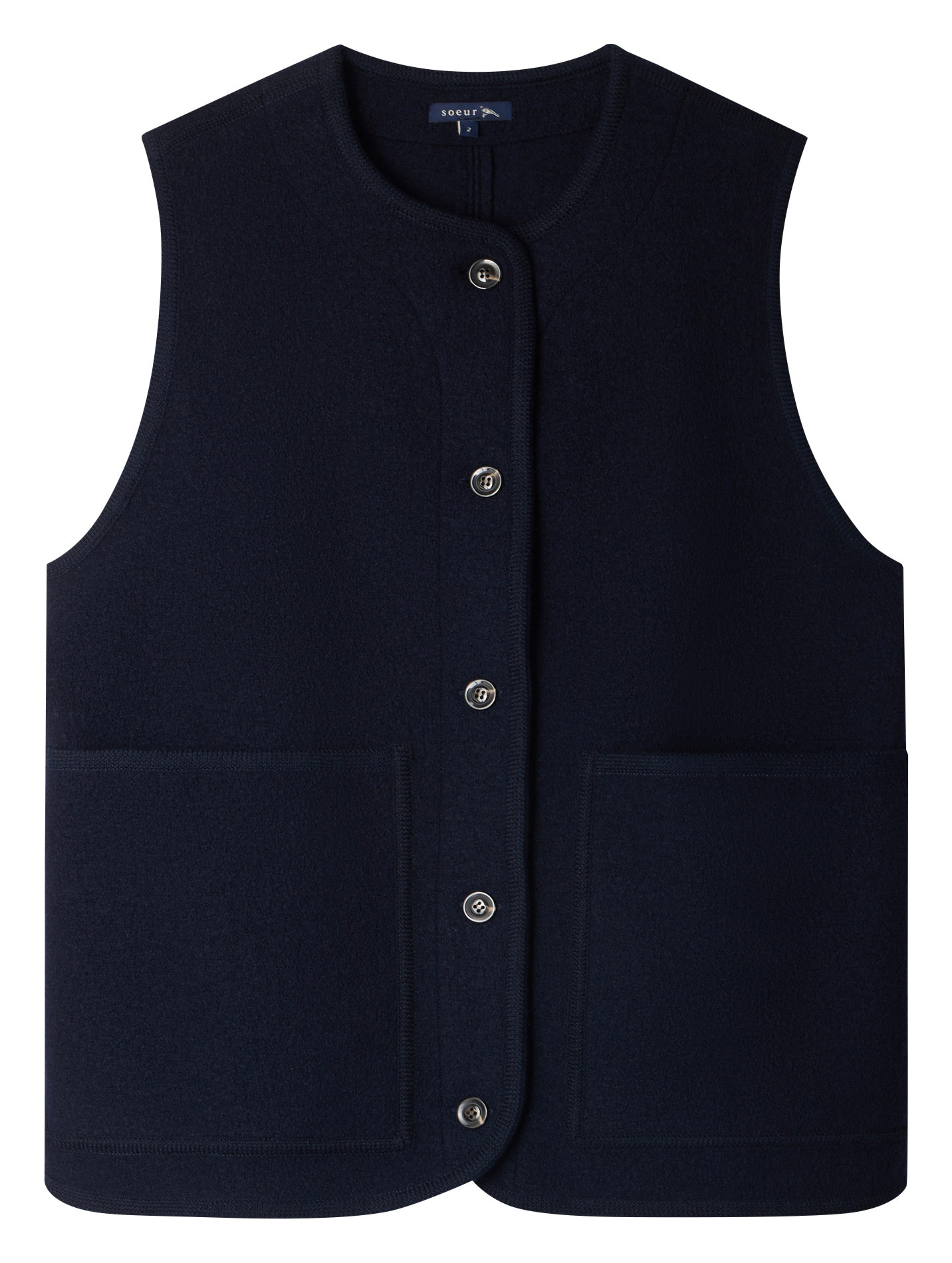 Blouson col rond en laine chicago SOEUR Bleu