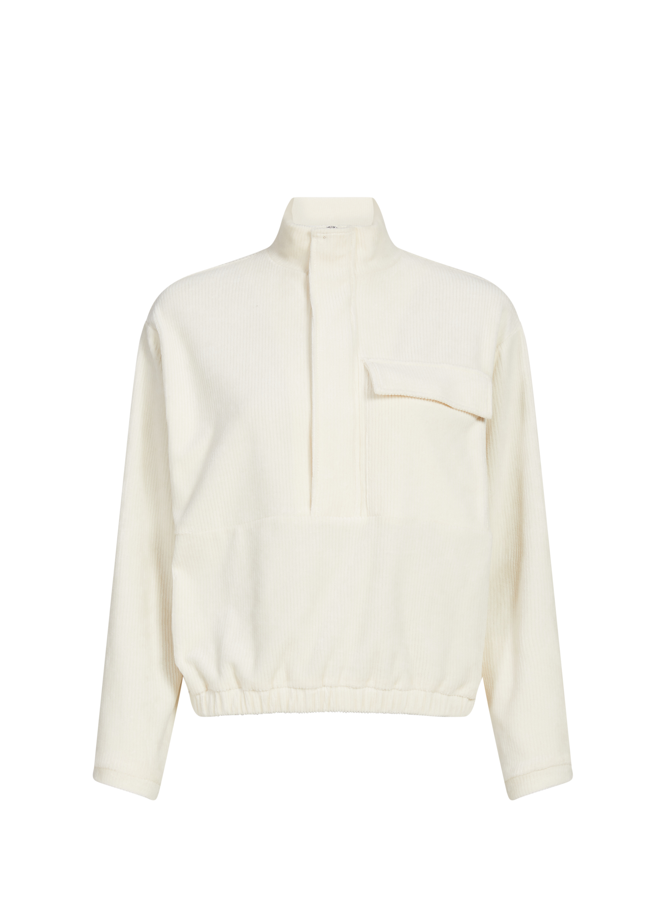 BANANA MOON Sweat velours côtelé à col zippé en coton mélangé Beige