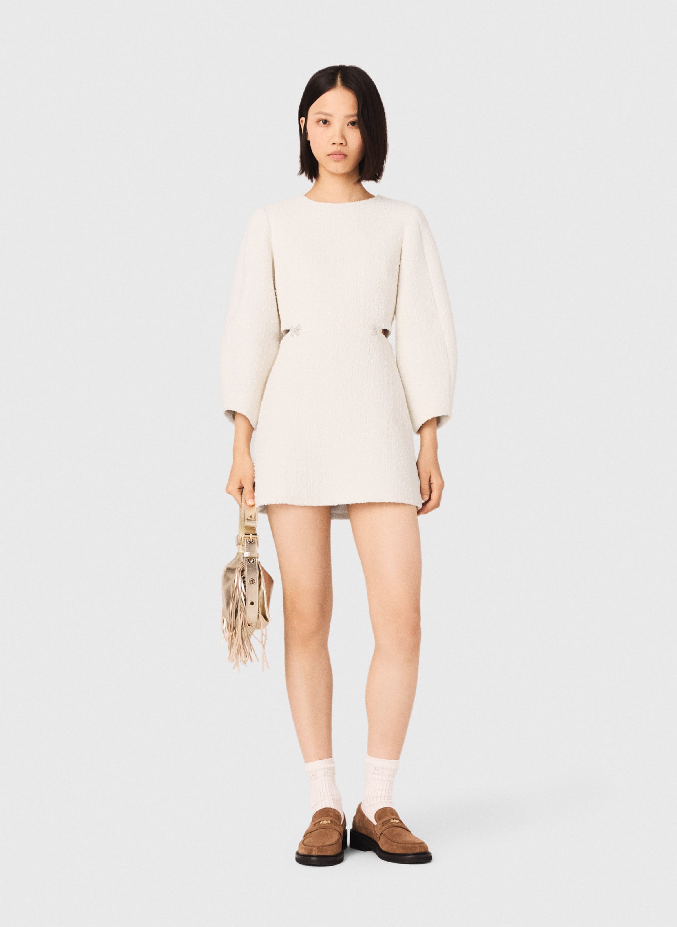 Robe longue droite en coton mélangé MAJE Beige