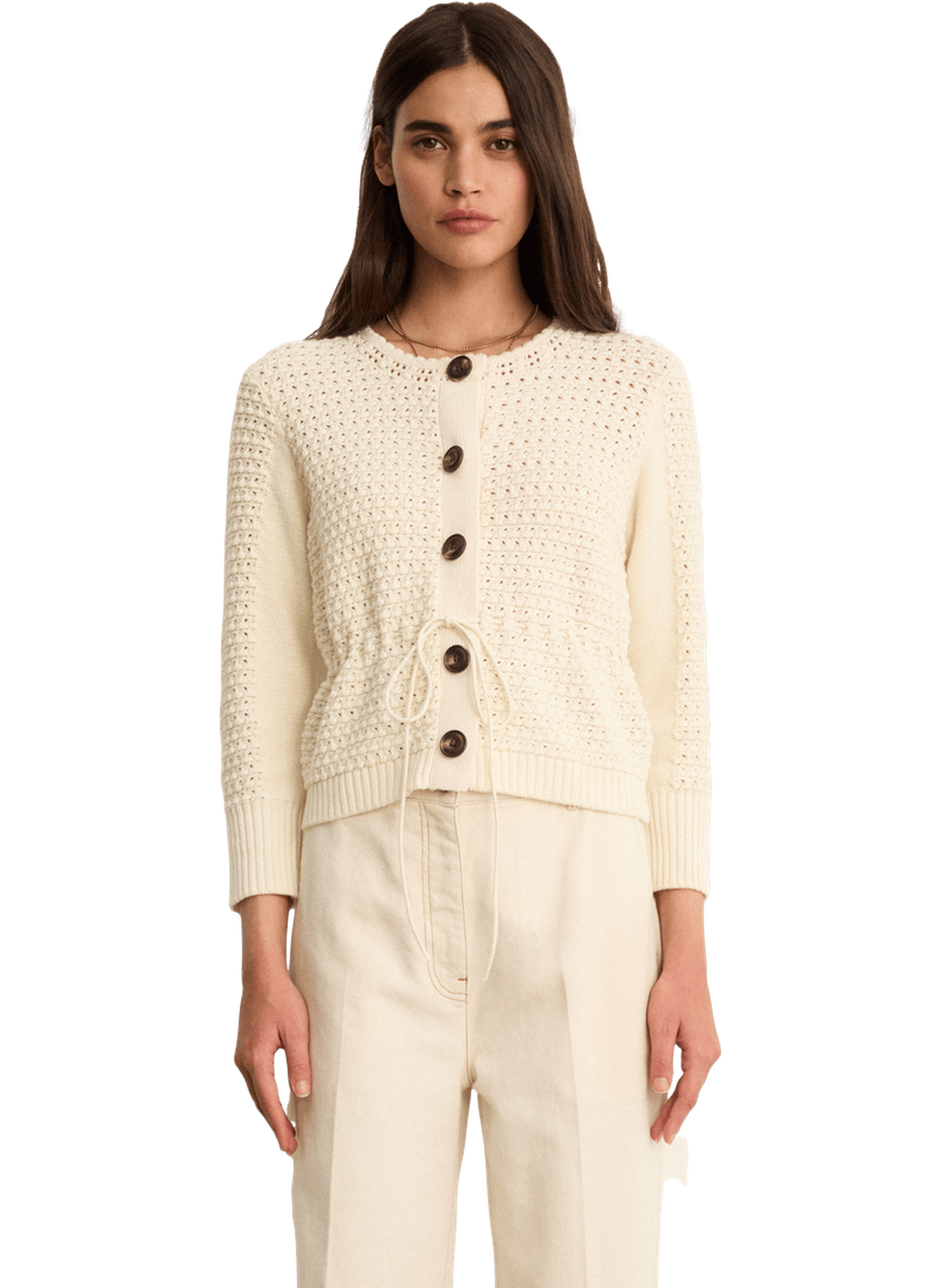 Gilet en crochet à lacet - liliane PABLO Beige