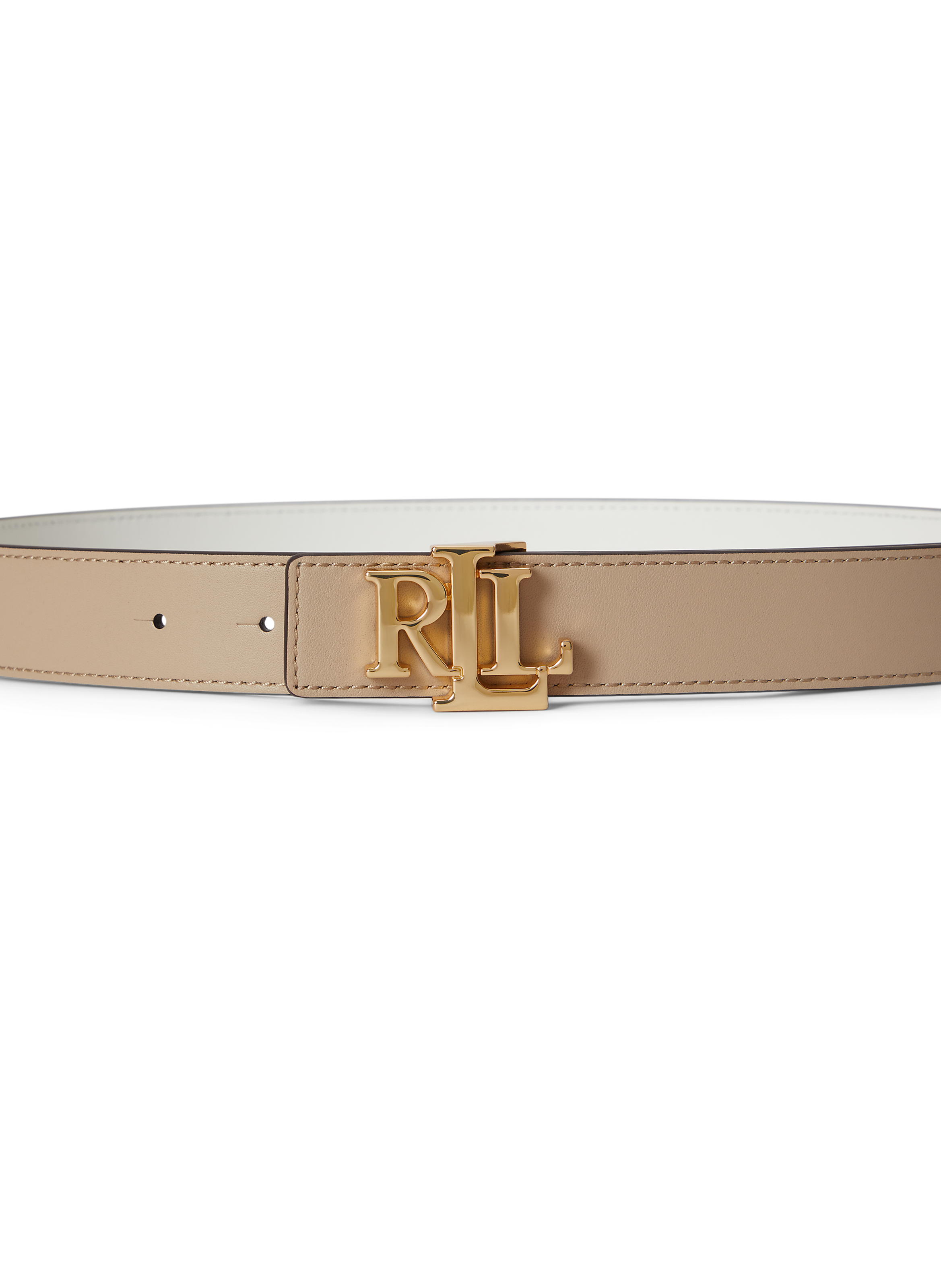 Cinturón reversible con logo de cuero LAUREN Blanco