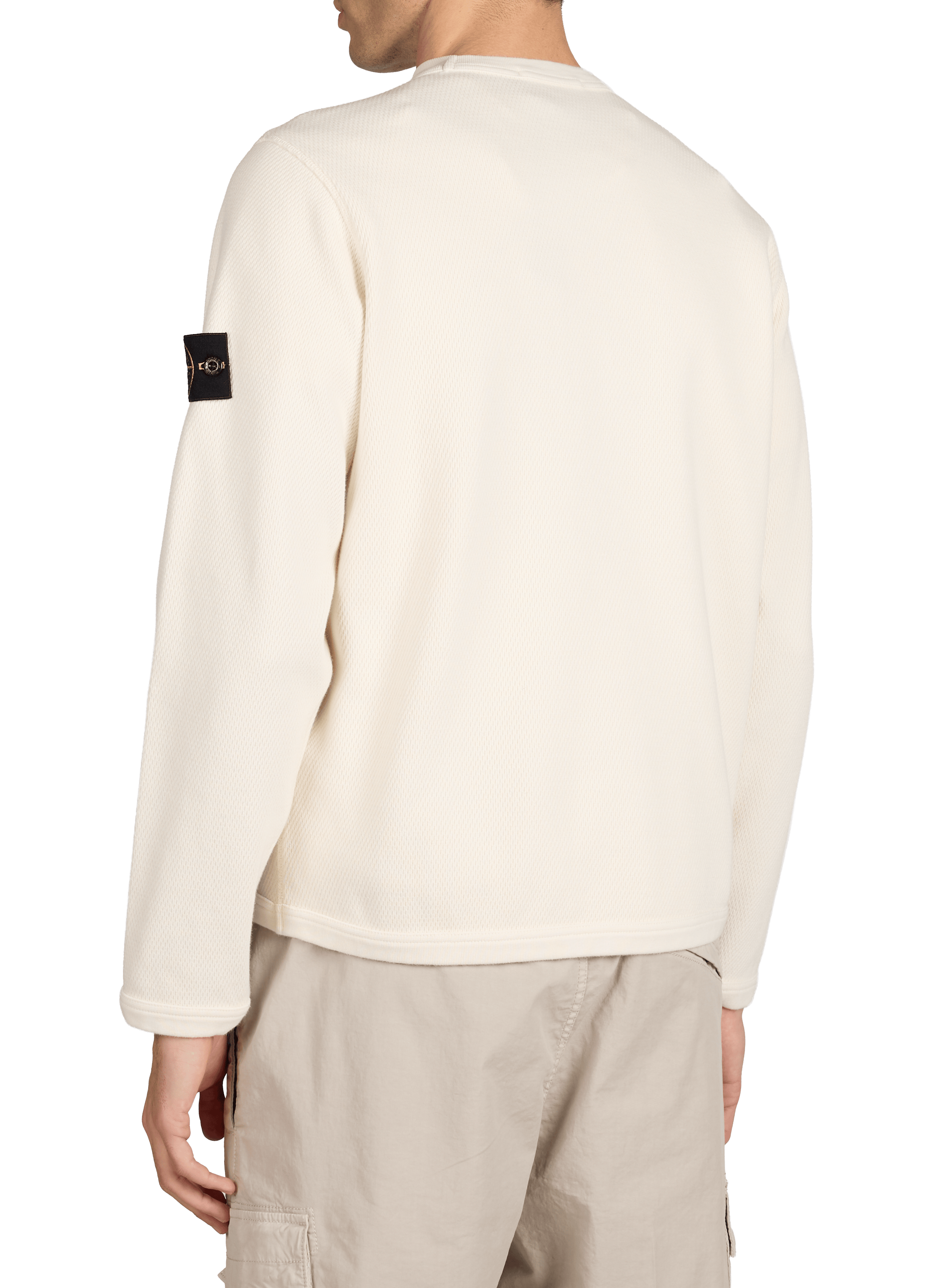 Round neck sweatshirt in piqué cotton STONE ISLAND Beige