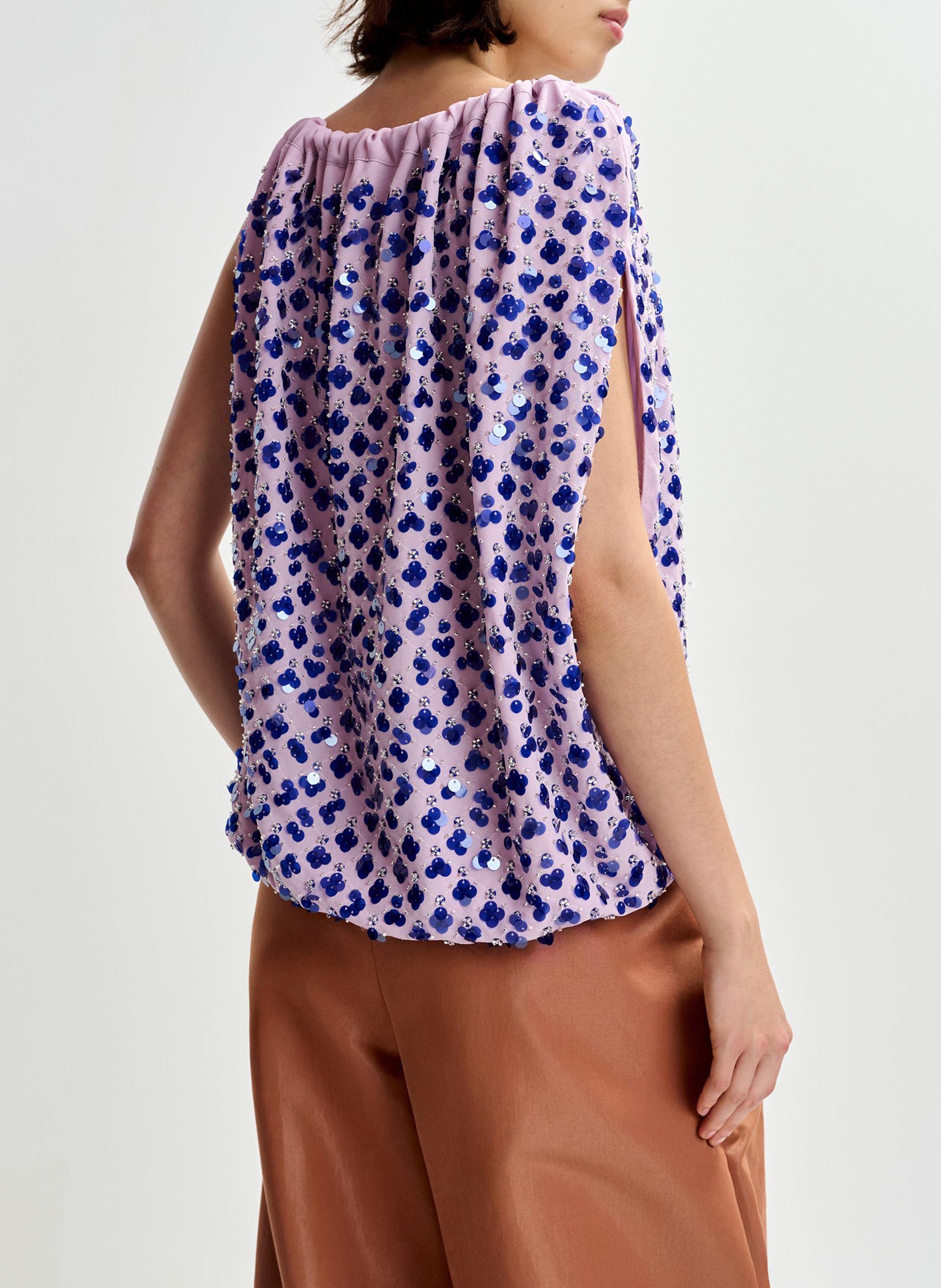 Top oversize col rond imprimé Jocelyn ESSENTIEL ANTWERP Violet