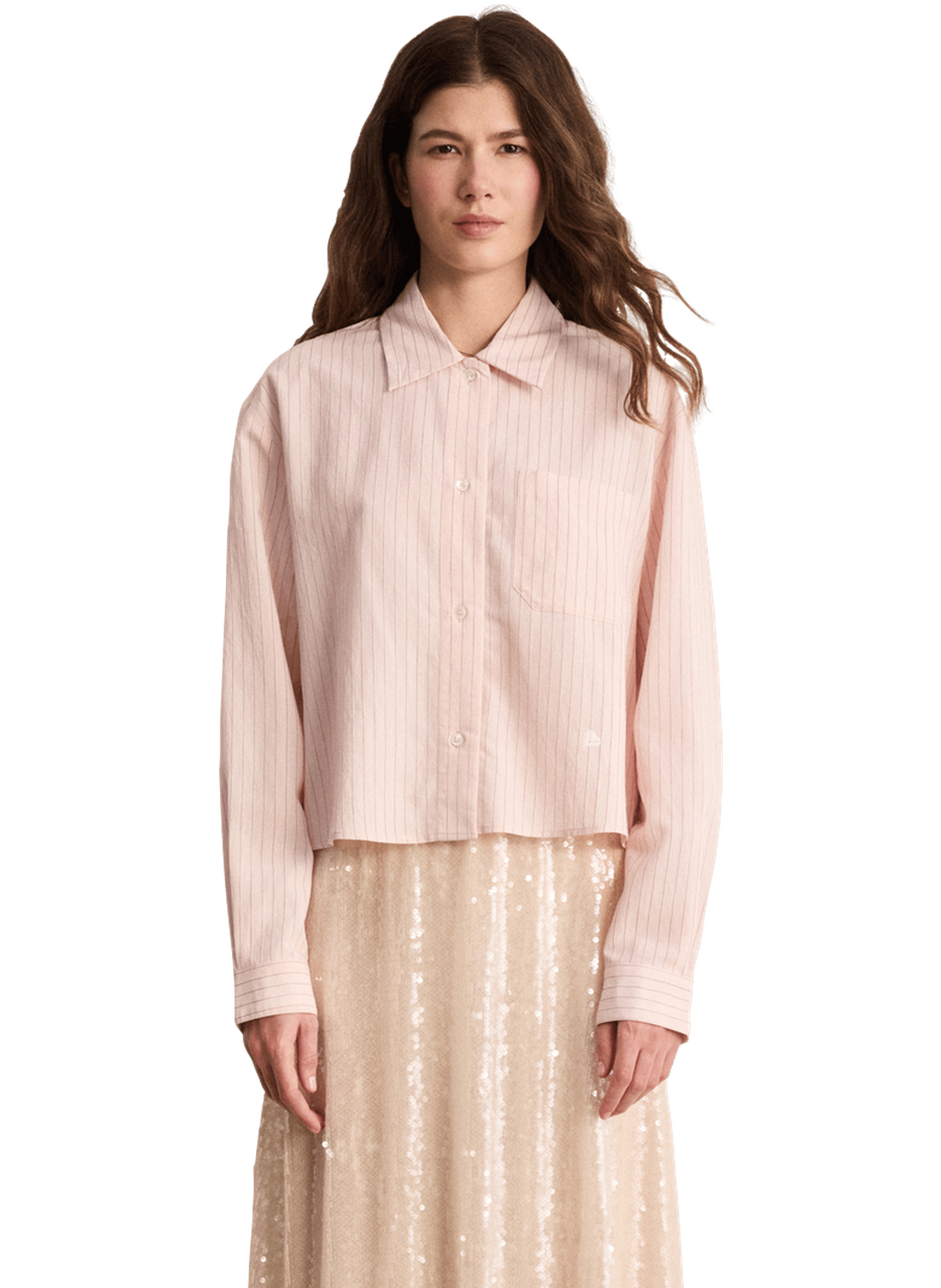Chemise courte à rayures - cassia PABLO Beige