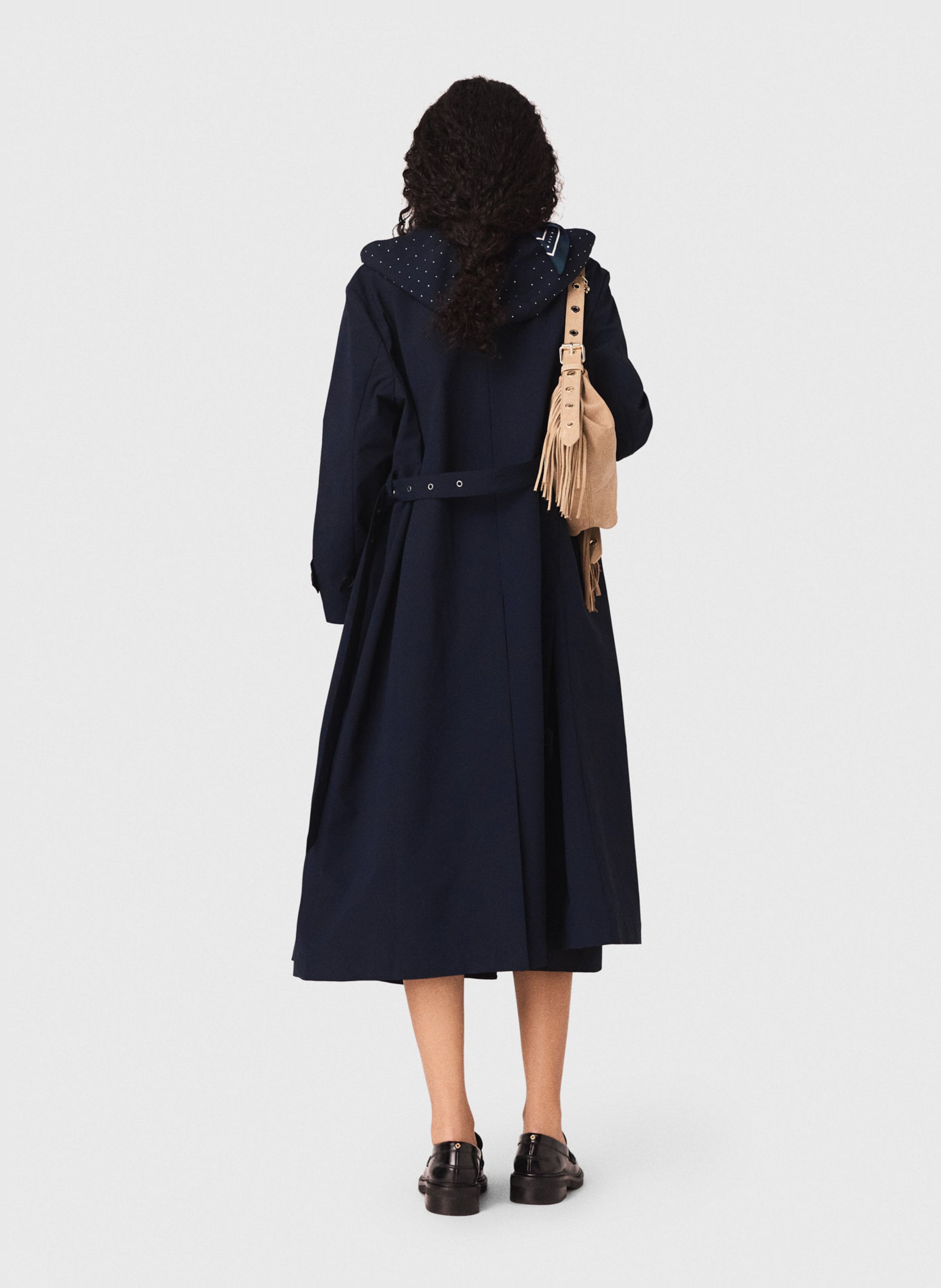 Trench à capuche ceinturé MAJE Bleu