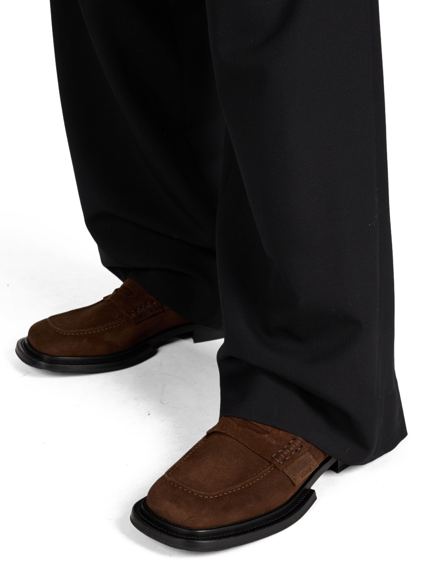 Square-toe leather loafers MOSCHINO Brown