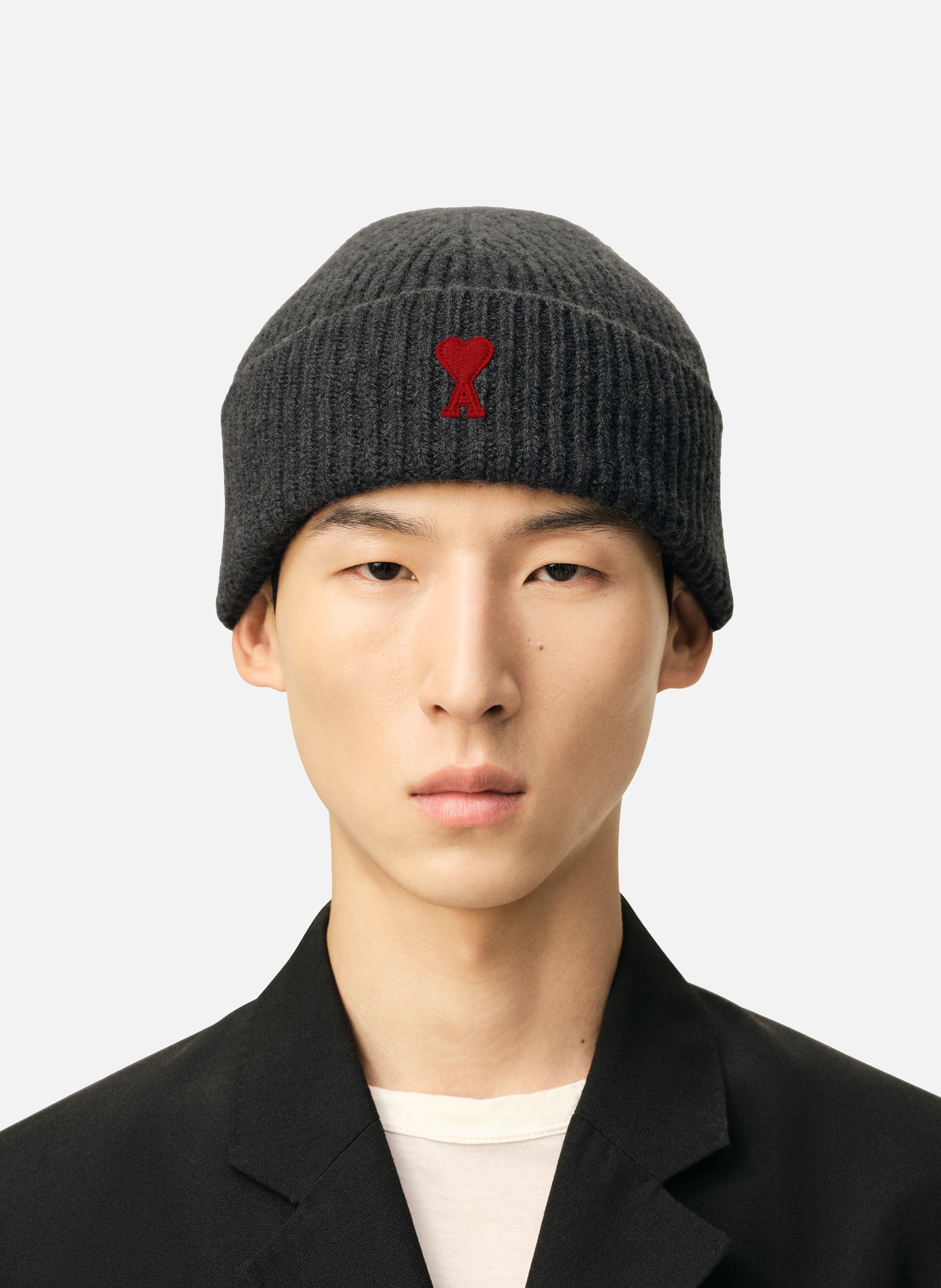 Bonnet Ami de Coeur Rouge unisexe AMI PARIS Gris