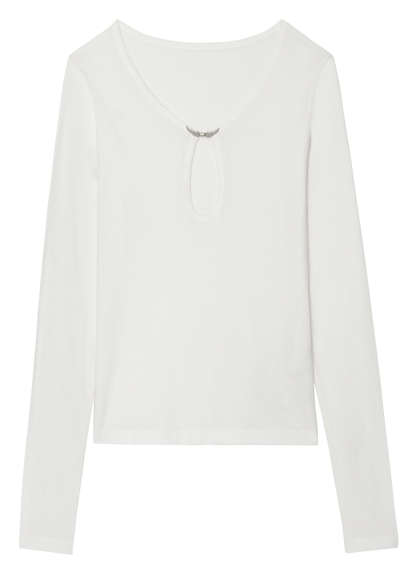 Tee-shirt col tunisien à broche décorative tina ZADIG&VOLTAIRE Blanc
