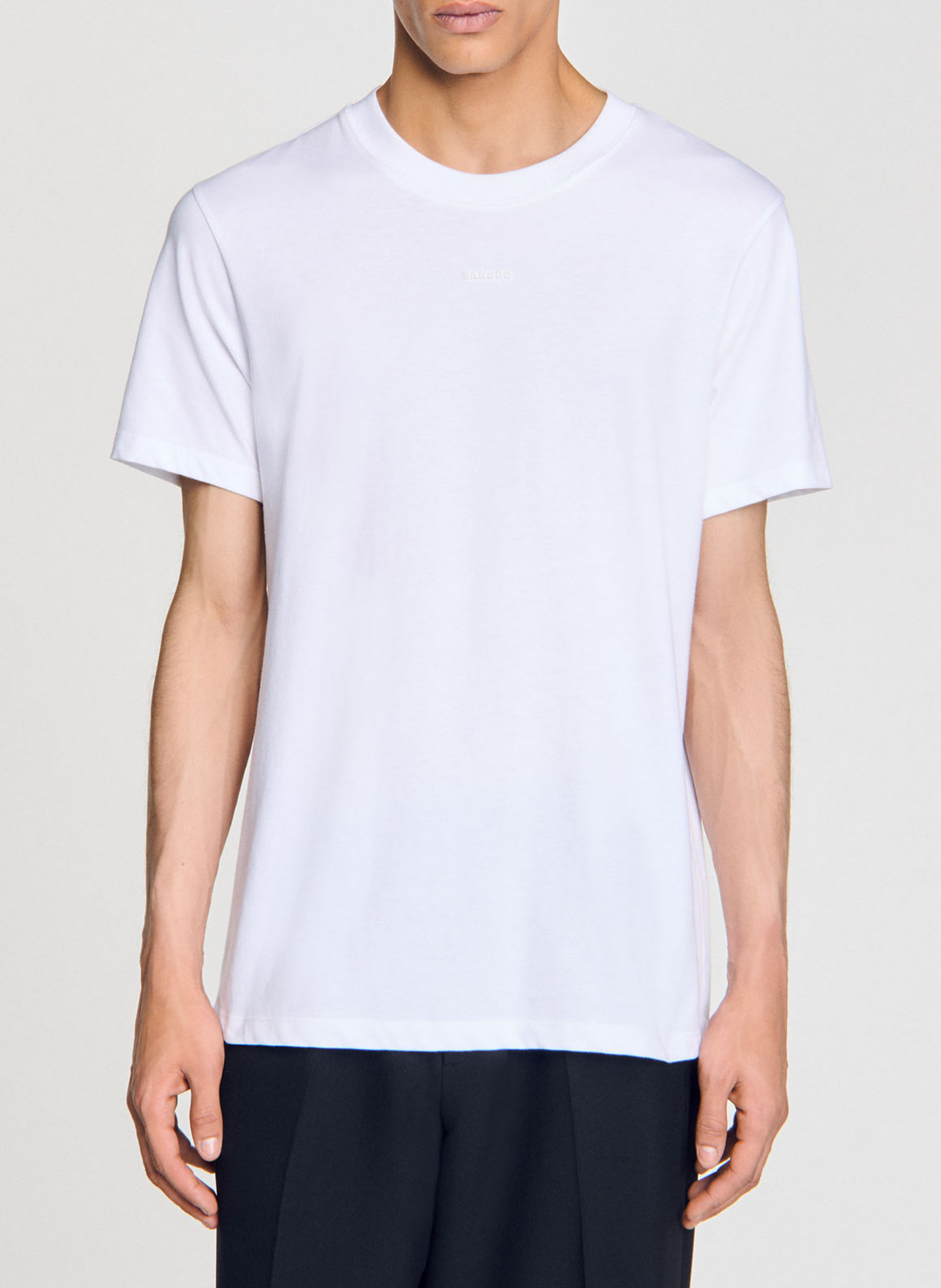 Tee-shirt droit en coton SANDRO Blanc