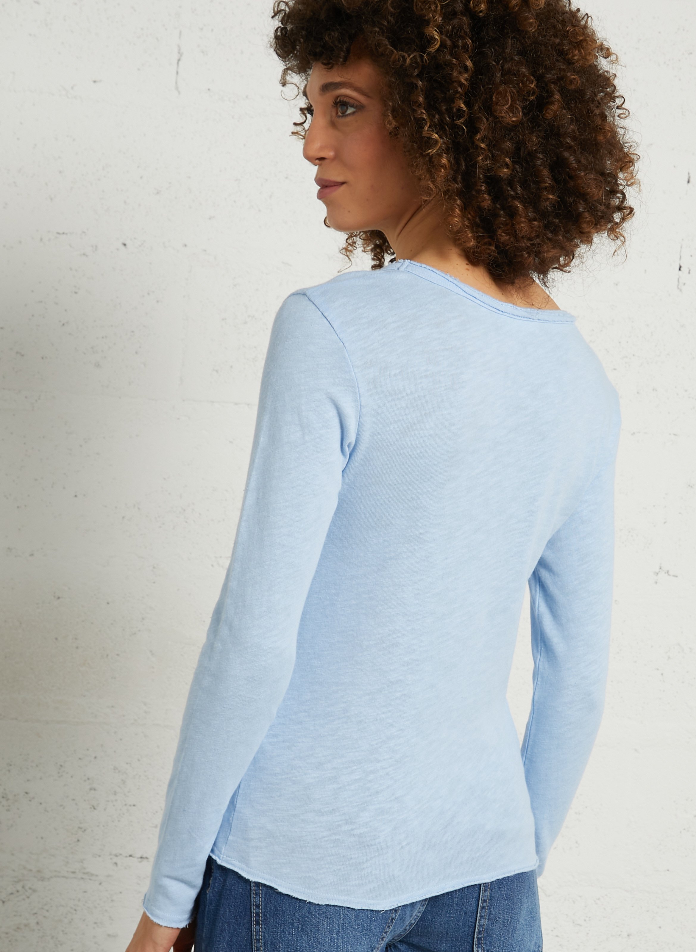 Tee-shirt droit col rond en coton sonoma Bleu