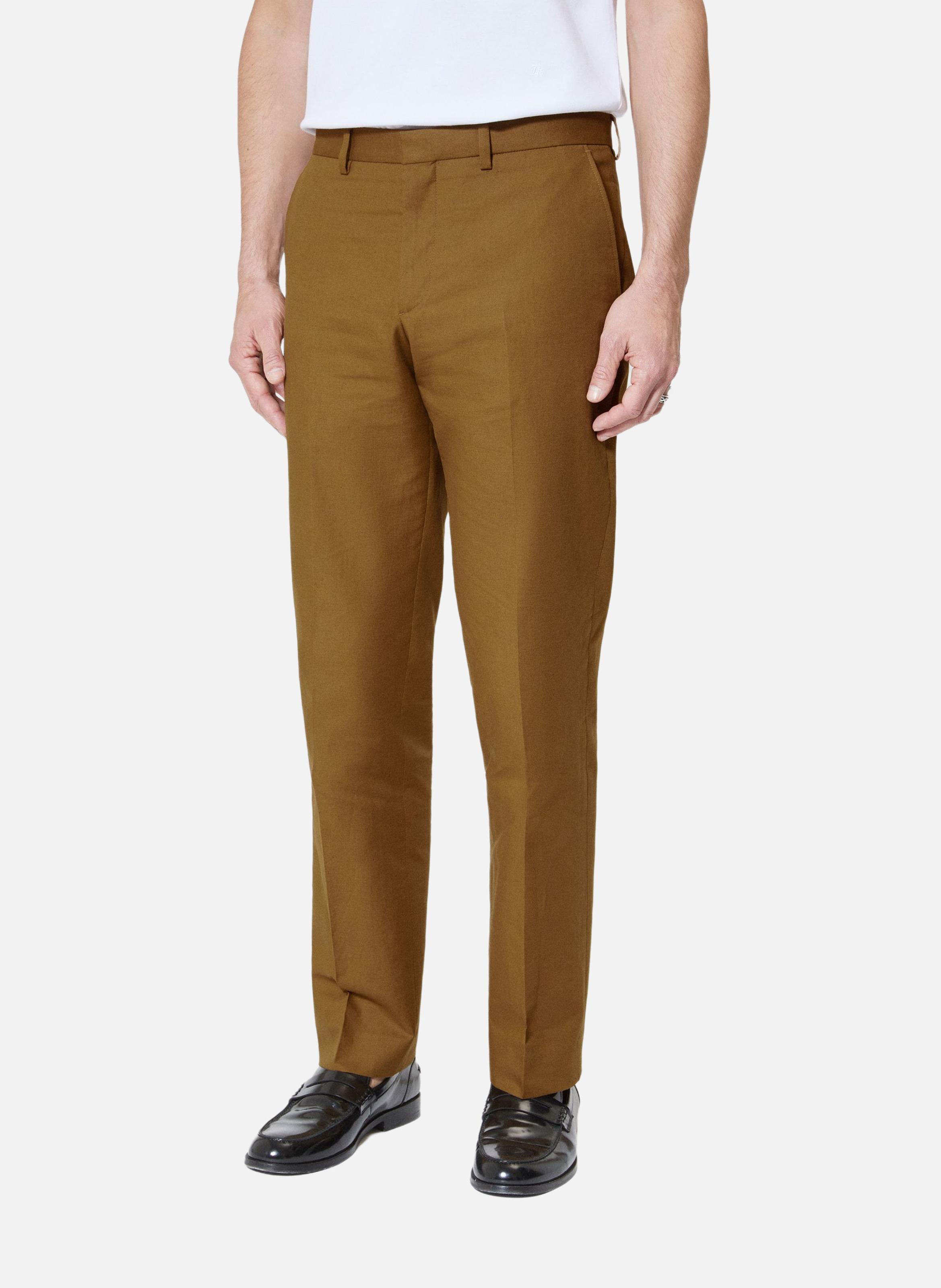 Pantalon de costume en coton lin THE KOOPLES Marron