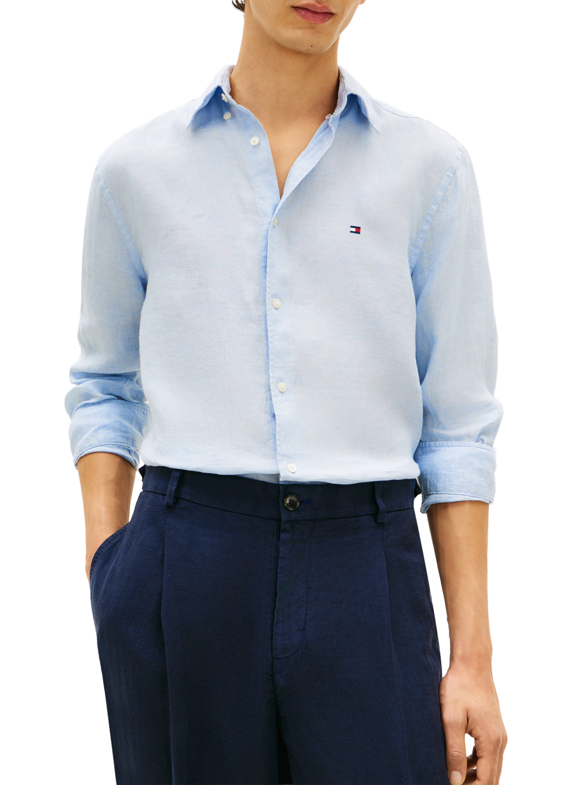 Chemise droite en lin TOMMY HILFIGER Bleu