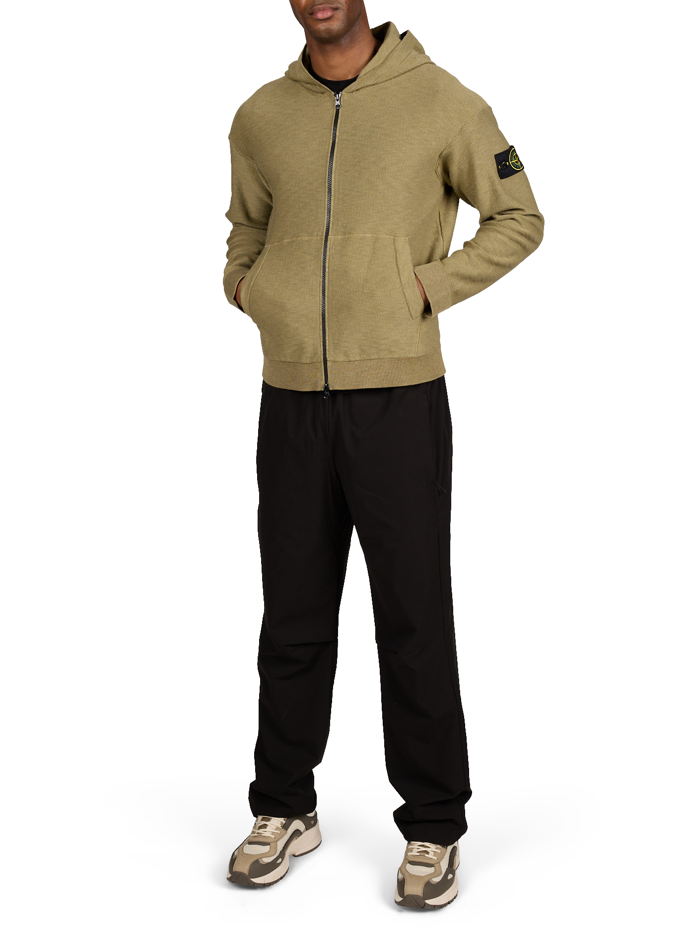 Hoodie en coton mélangé STONE ISLAND Kaki