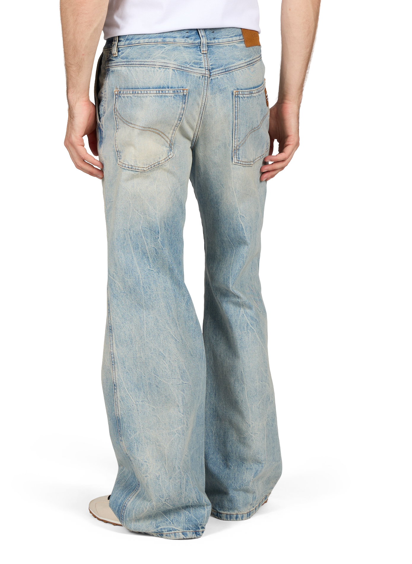 Jean flare délavé en coton AMIRI Bleu
